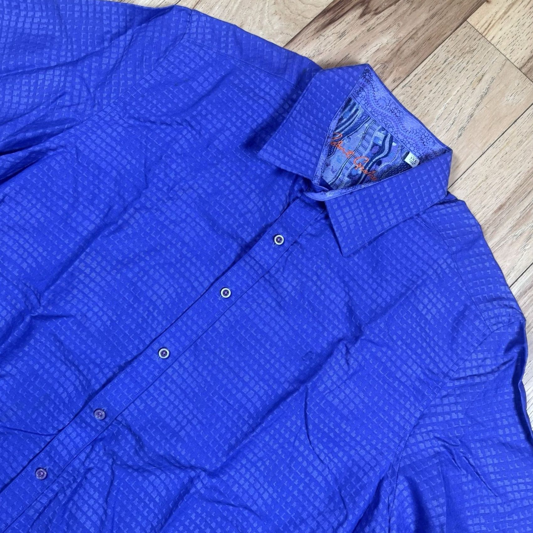 Robert Graham Robert Graham Button Shirt Mens 3XL Purple Geometric AOP Short Sleeve Size US XXL / EU 58 / 5 - 2 Thumbnail