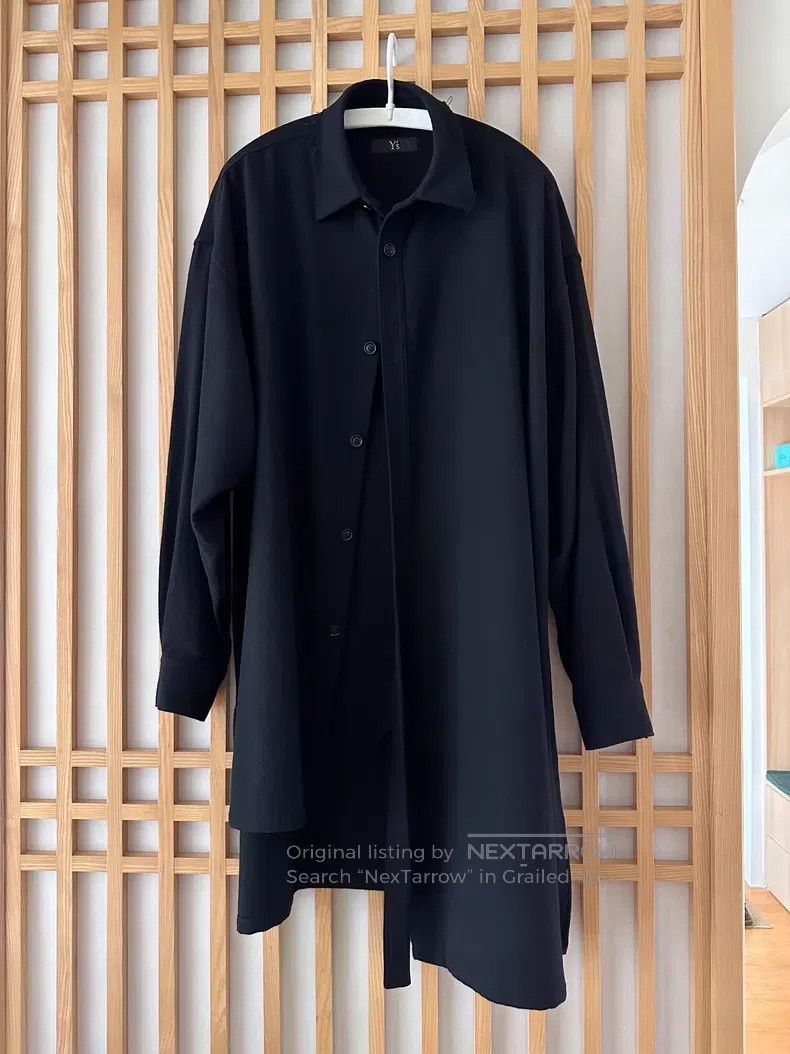 Yohji Yamamoto Yohji Yamamoto Solid Black Long Shirt Size US M / EU 48-50 / 2 - 1 Thumbnail
