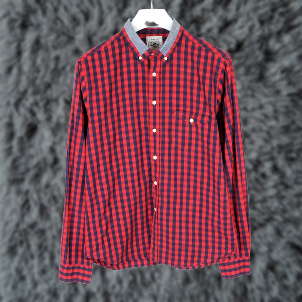 Gant GANT Rugger Shirt Men's LARGE Button-up Red Checked Long Sleeve Collared Size US L / EU 52-54 / 3 - 1 Thumbnail