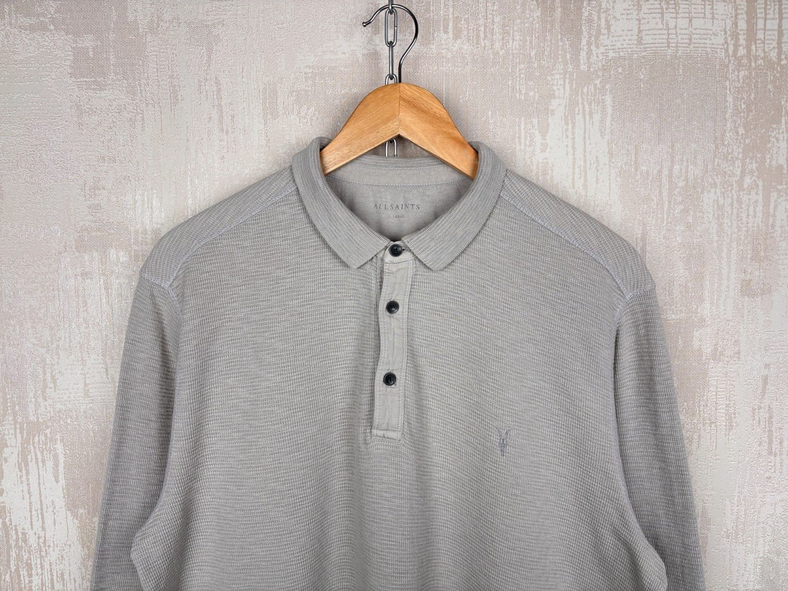 Allsaints AllSaints Clash Long Sleeve Polo Waffle Textured Size L Size US L / EU 52-54 / 3 - 4 Thumbnail