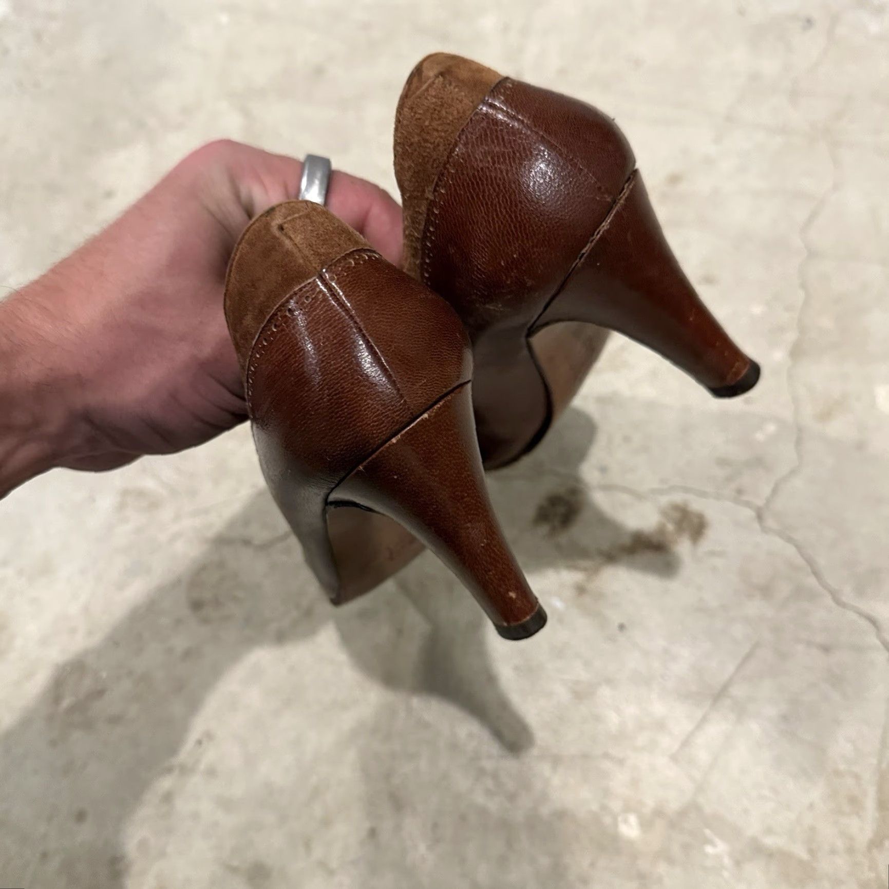 Bally VINTAGE Bally Leather Pumps Womens 7 Brown Heel Dress Shoes Block Heel Closed Toe Slip On Cap Toe Leather US 7 Italy Classic Pump Womens Size M / US 6-8 / IT 42-44 - 6 Thumbnail