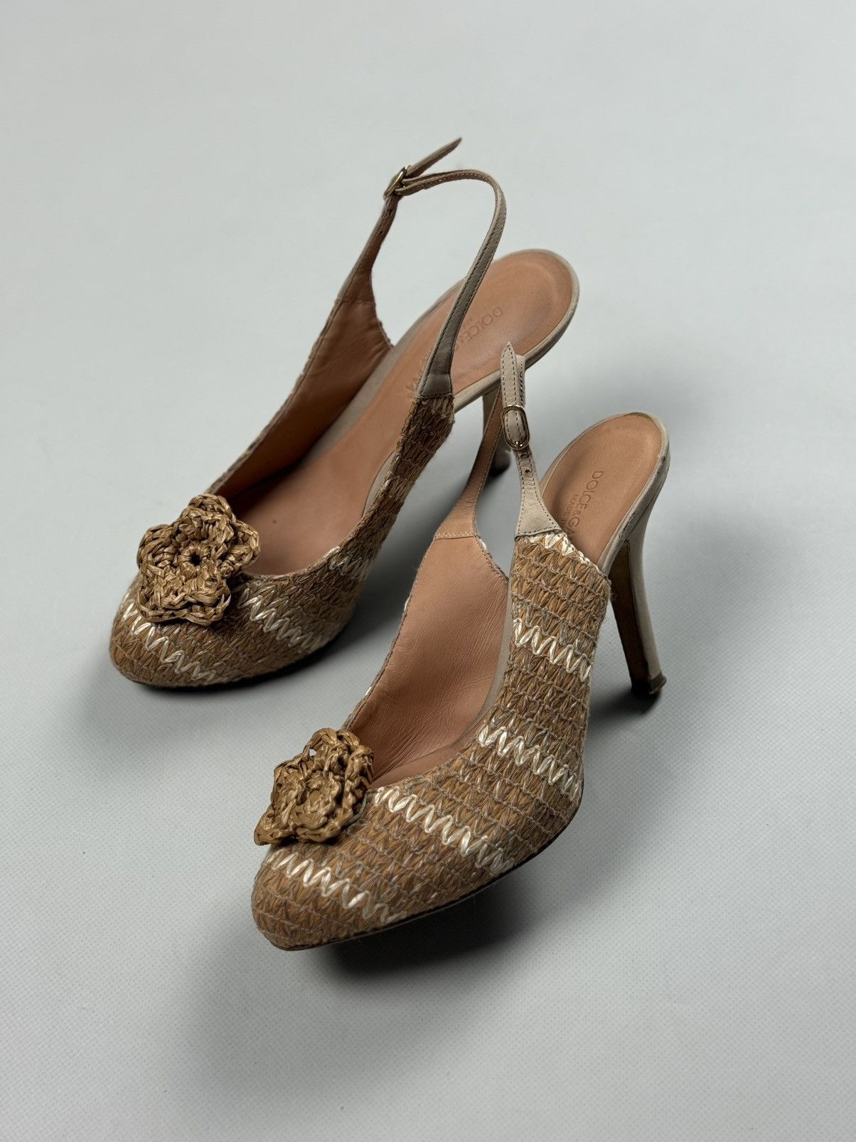 Dolce & Gabbana Dolce & Gabbana Raffia Sling Back Heels Pumps Size 37.5 Size US 7.5 / IT 37.5 - 15 Thumbnail