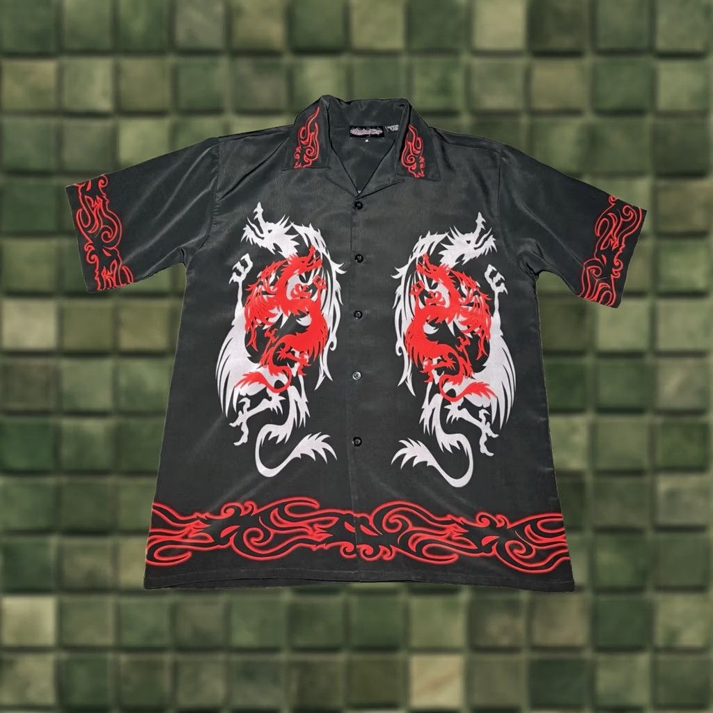 Vintage VINTAGE Sapphire Lounge Button-Up Shirt Men Med Dragon Tribal Streetwear Size US M / EU 48-50 / 2 - 1 Thumbnail