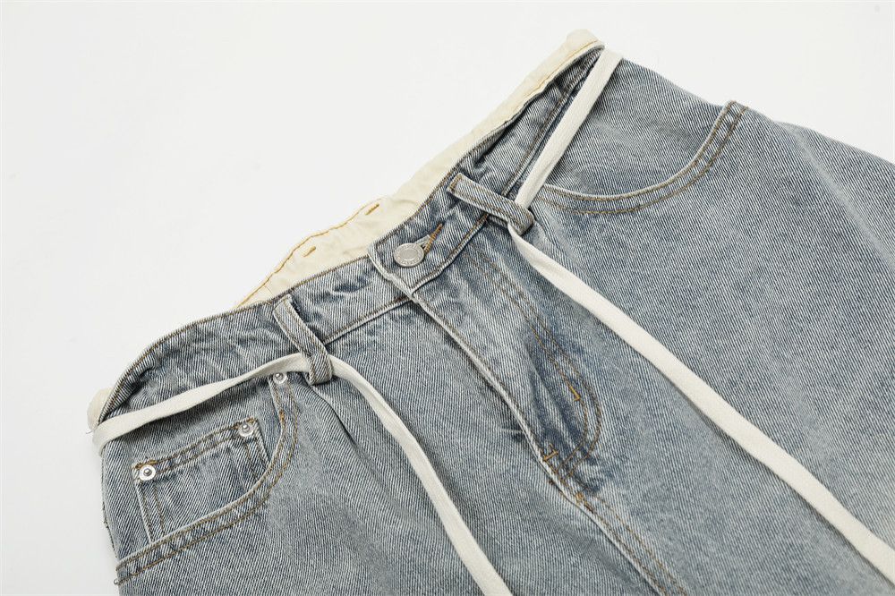 Japanese Brand American retro washed distressed simple loose lace-up jeans Size US 32 / EU 48 - 4 Thumbnail