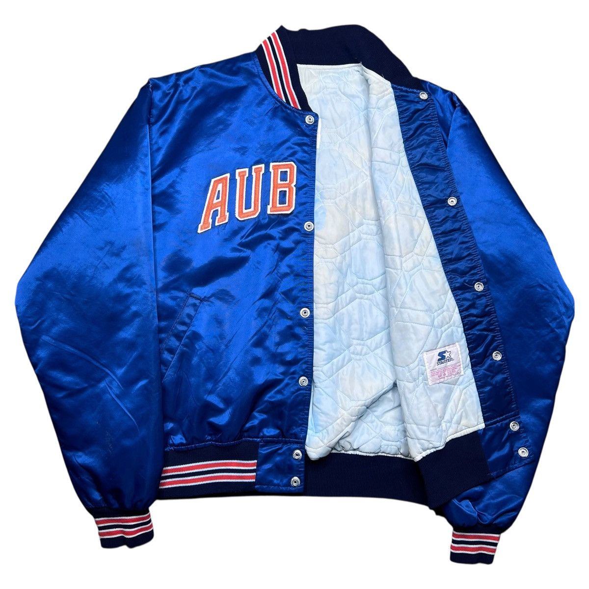 Starter Vintage 1980s NCAA Auburn Tigers Starter Satin Bomber Jacket Size US XL / EU 56 / 4 - 2 Thumbnail