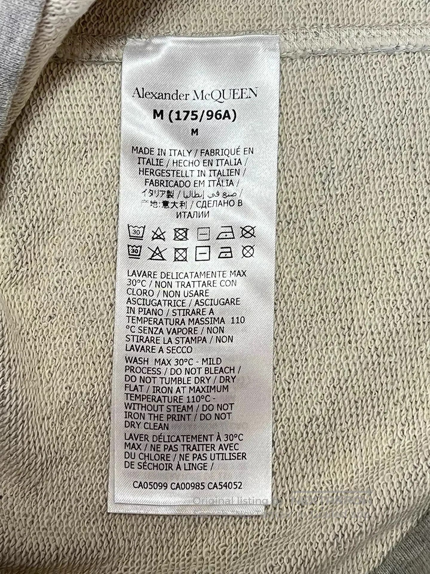 Alexander McQueen Gray Printed Hoodie with Drawstring - Size M. Size US M / EU 48-50 / 2 - 6 Thumbnail