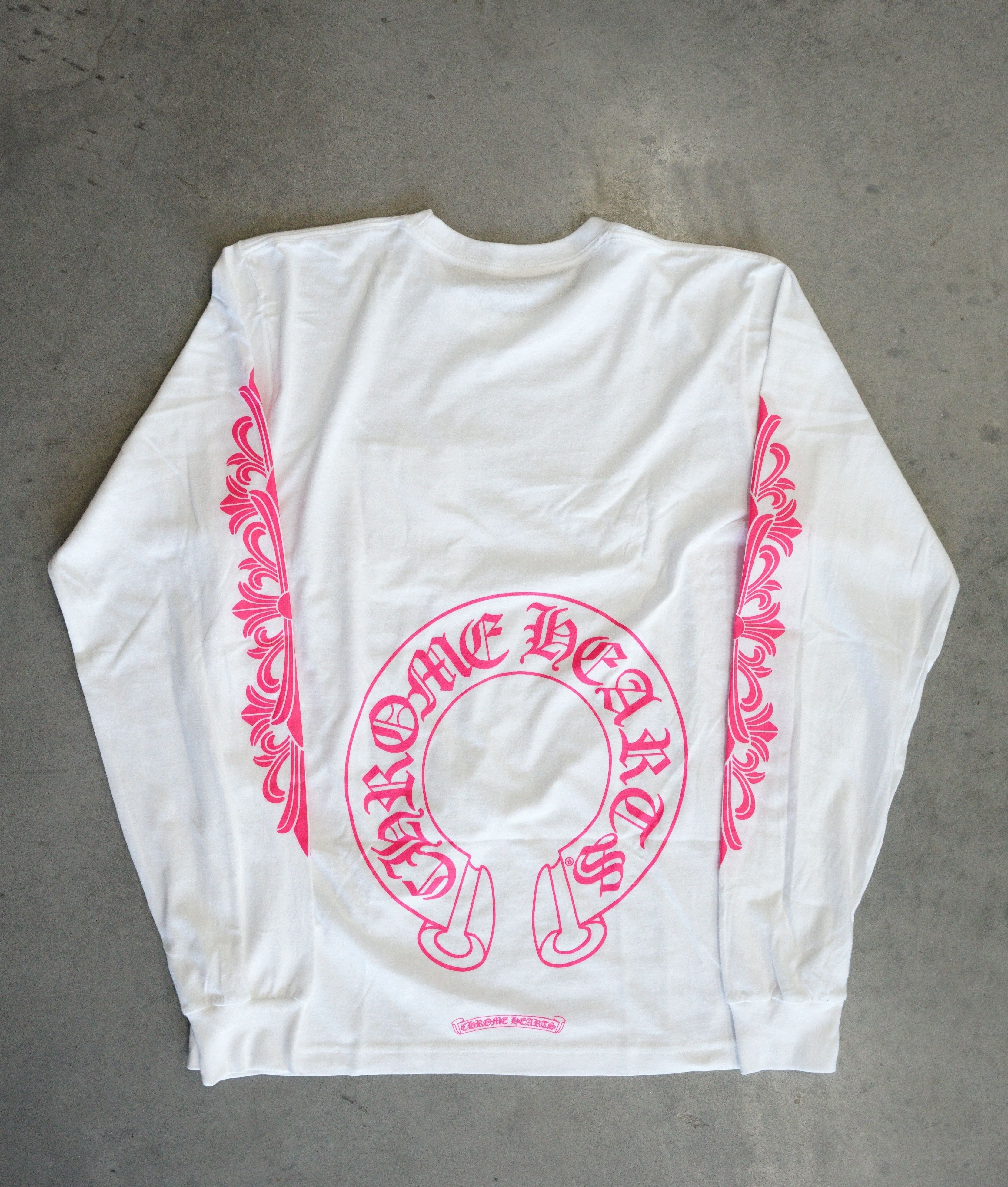 Chrome Hearts Chrome Hearts Pink Horseshoe Long Sleeve - White