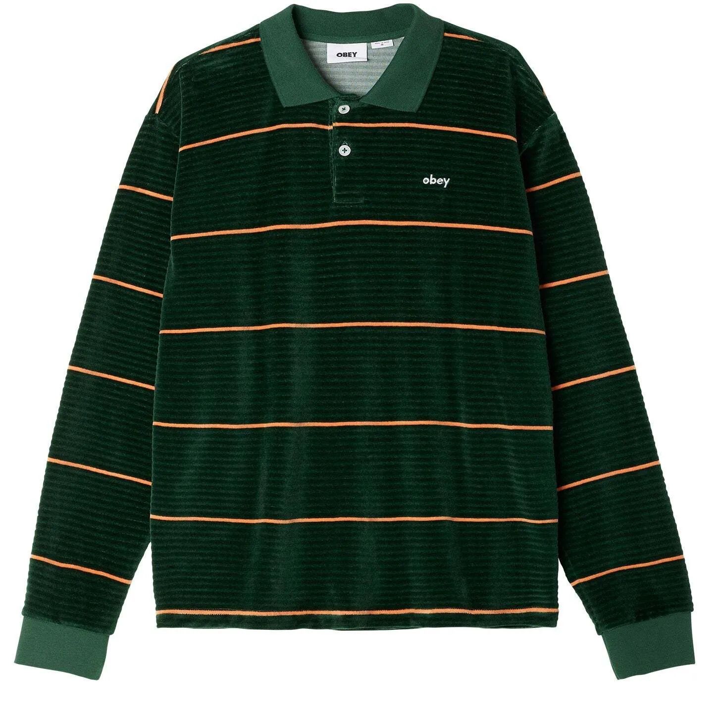 Obey OBEY Fete Velour Stripe LS Polo XL Size US XL / EU 56 / 4 - 1 Thumbnail
