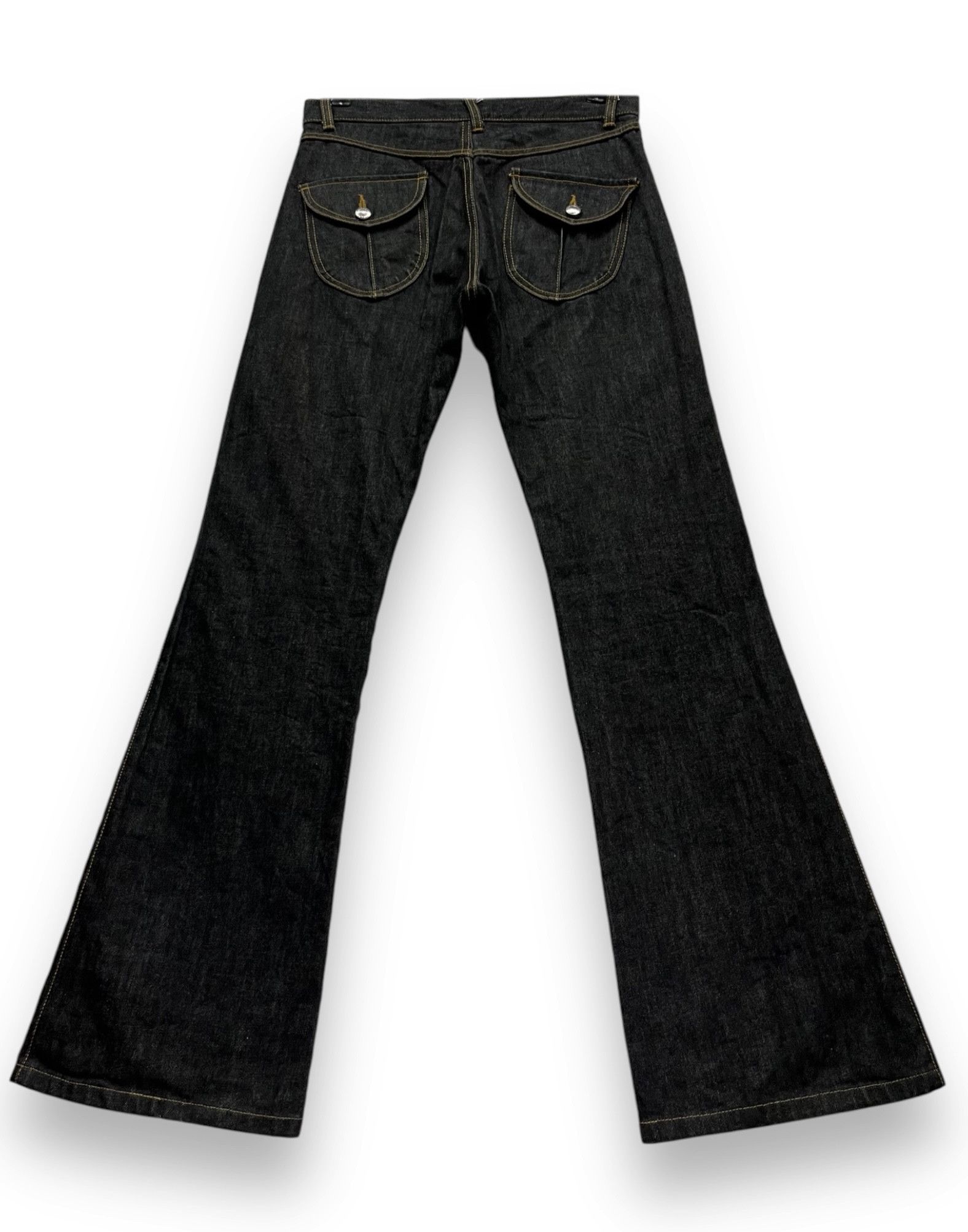 Designer × Katharine Hamnett London × Vintage 🔥KATHARINE HAMNETT LONDON Ultra Flare Denim Bush Pants Size US 28 / EU 44 - 3 Thumbnail