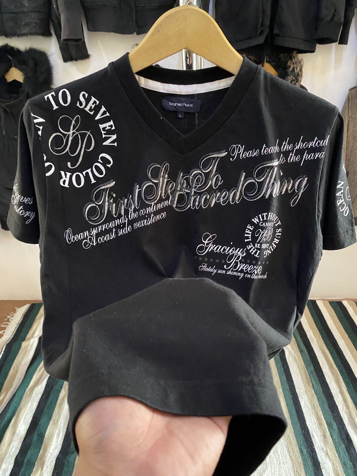 Hysteric Glamour × Undercover JAPANESE SignalPoint Poem Lgb ISWN Maison Margiela Style TEE Size US L / EU 52-54 / 3 - 6 Thumbnail