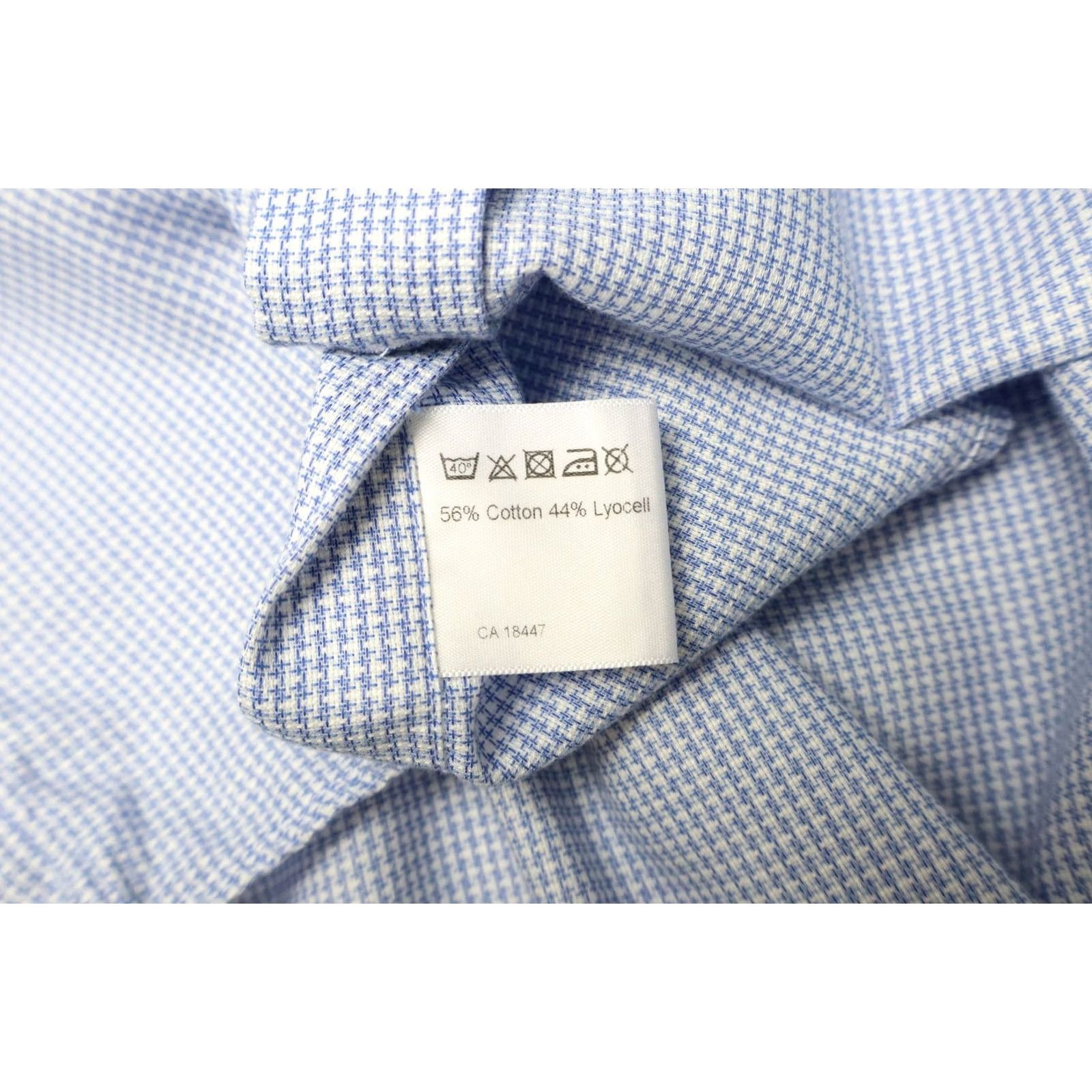 Vintage STENSTROMS Shirt Slimline Light Blue Spread Collar Patterned 16 / 41 Men's Size US L / EU 52-54 / 3 - 6 Thumbnail