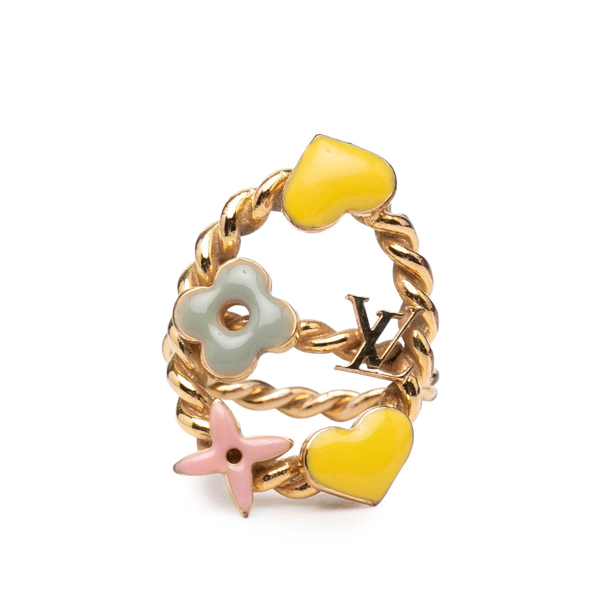 Louis Vuitton Louis Vuitton Gold Plated and Enamel Sweet Monogram Ring Size ONE SIZE - 1 Thumbnail