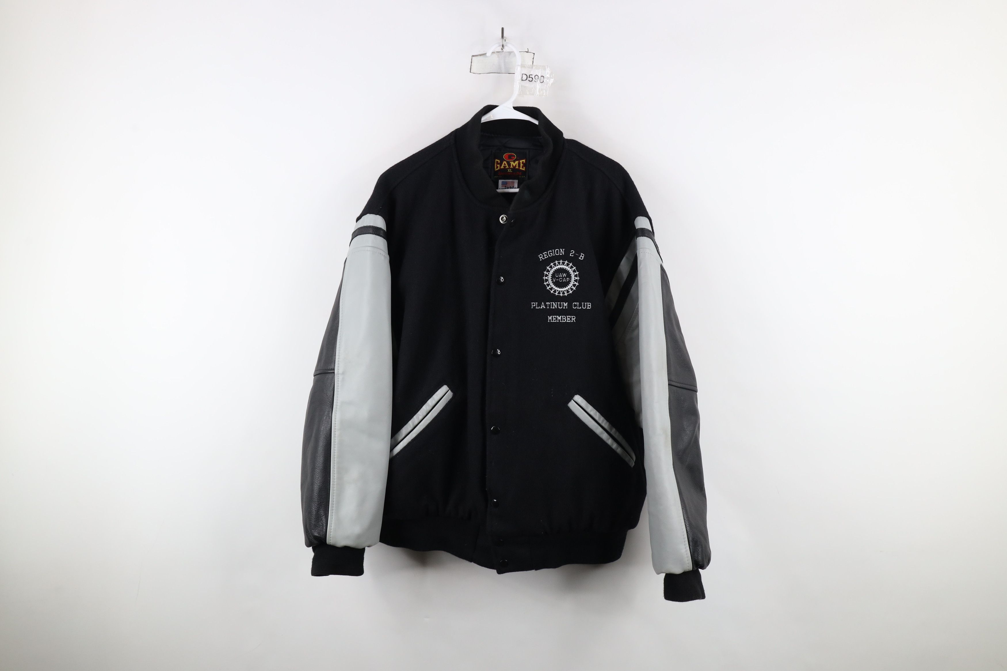 Vintage Vintage 90s United Auto Wool Leather Varsity Jacket USA Size US XL / EU 56 / 4 - 1 Thumbnail