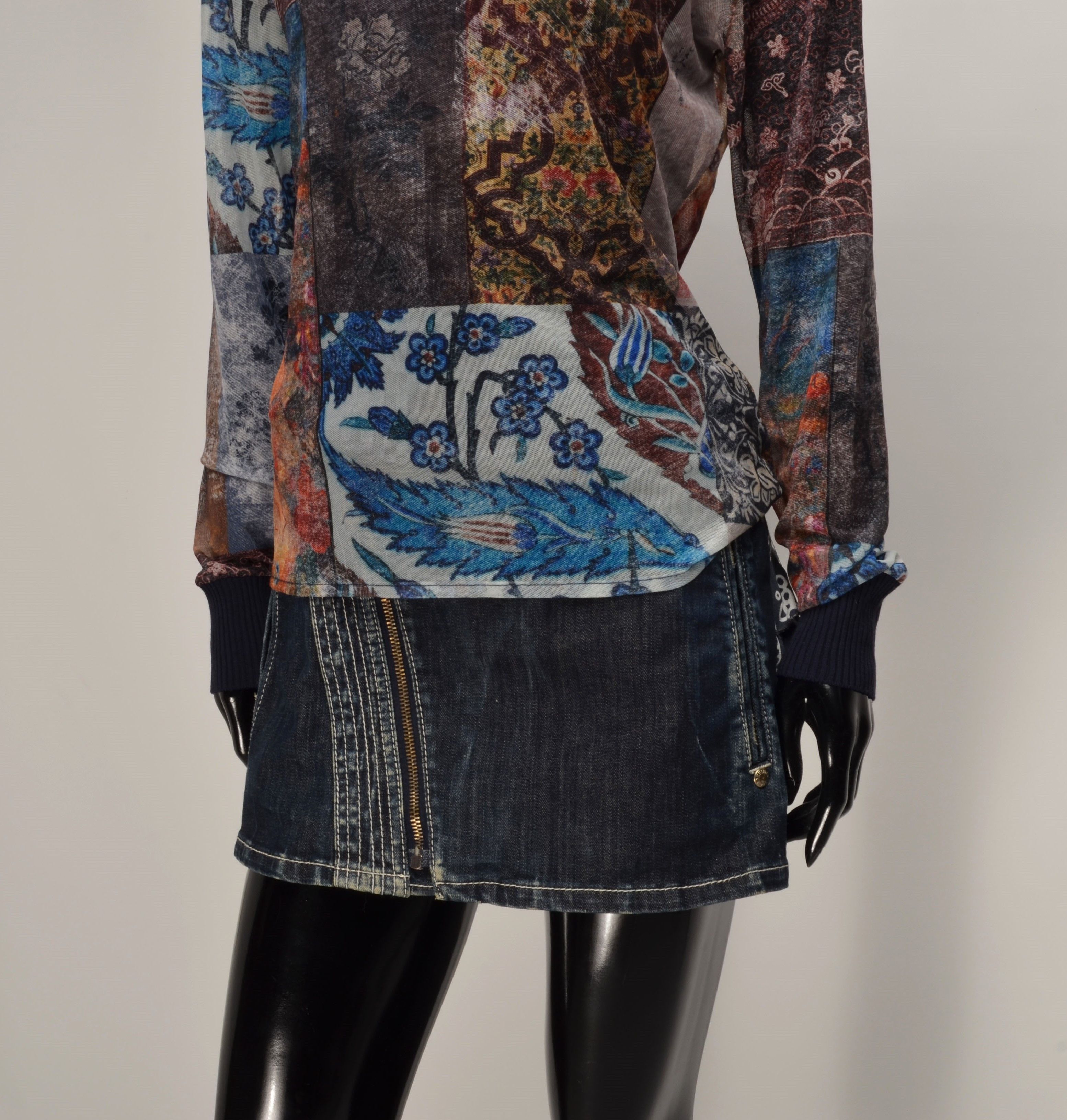 Designer × Desigual × Vintage Desigual Y2K Mesh Printed Long Sleeve Boho Top Blouse Size L / US 10 / IT 46 - 3 Thumbnail