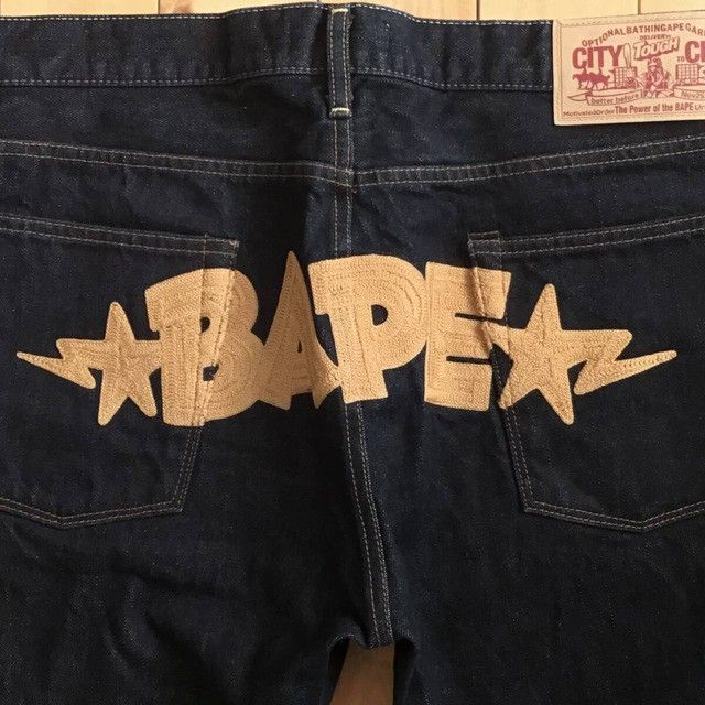 Bape BAPE STA embroidered denim pants a bathing ape NIGO ★size XL Size US 36 / EU 52 - 2 Thumbnail