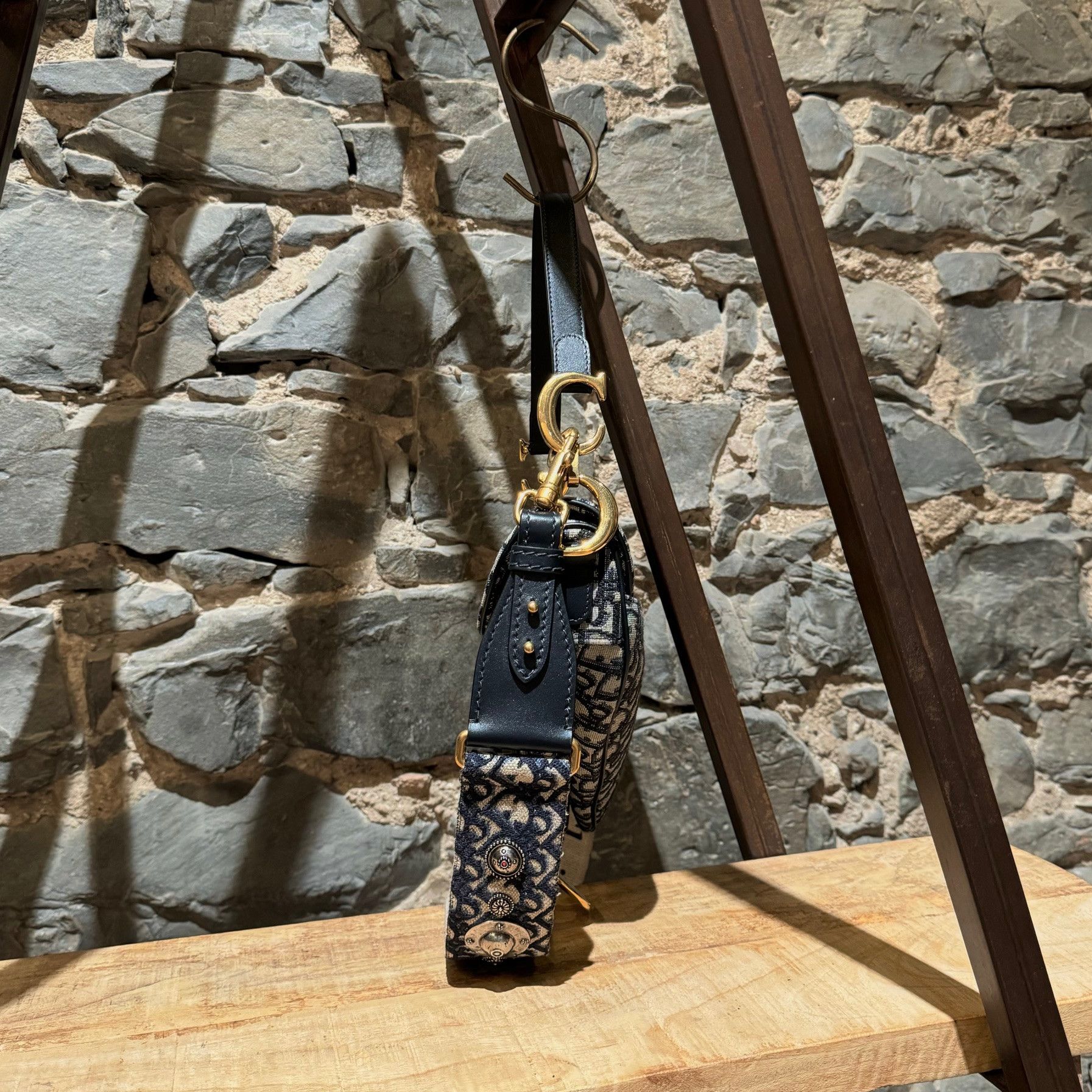 Dior Dior 2018 Blue Oblique Saddle Bag w/ Studded Strap Size ONE SIZE - 3 Thumbnail