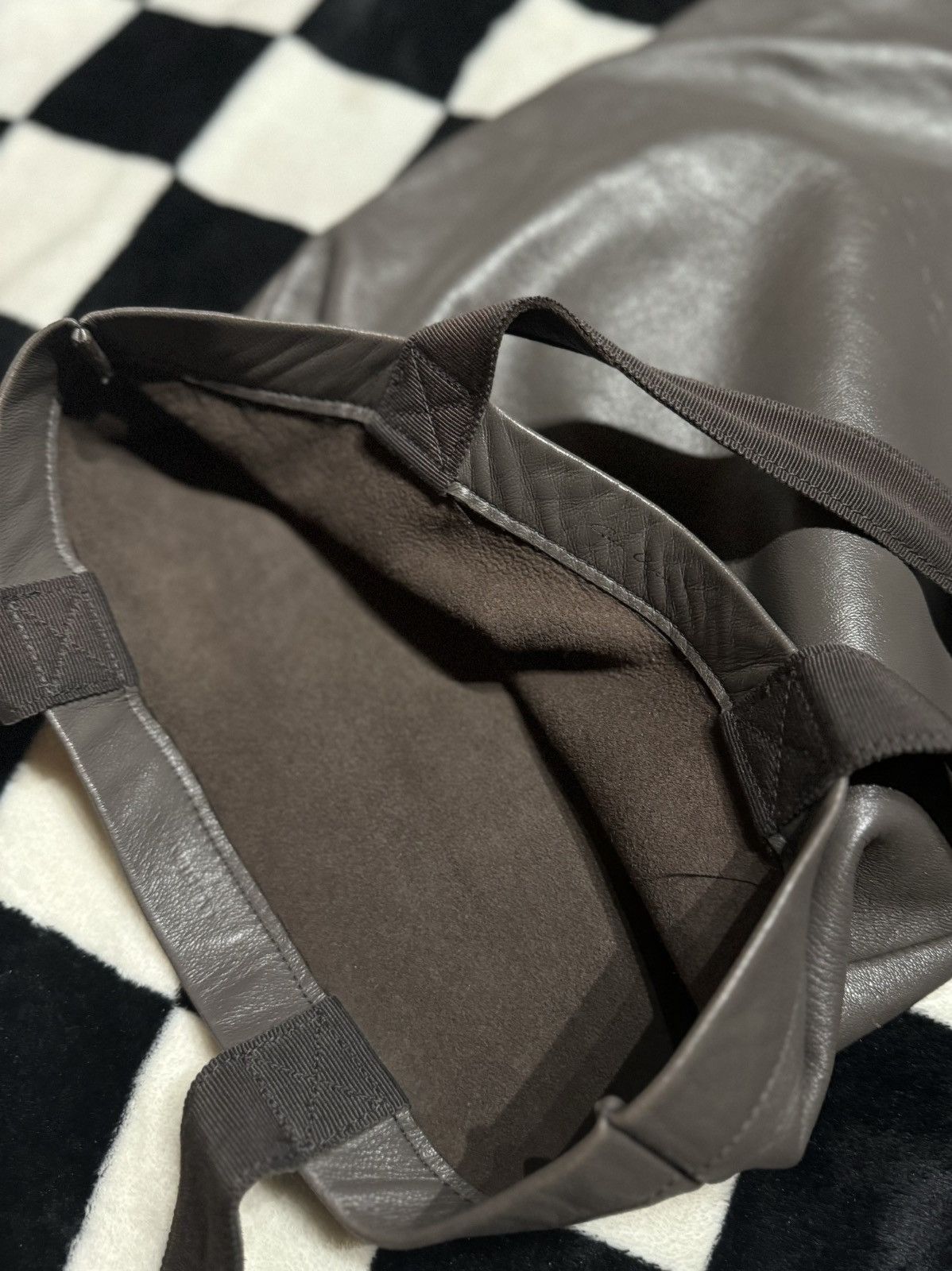 Rick Owens LEATHER MAINLINE TOTE BAG DARK DUST Size ONE SIZE - 4 Thumbnail