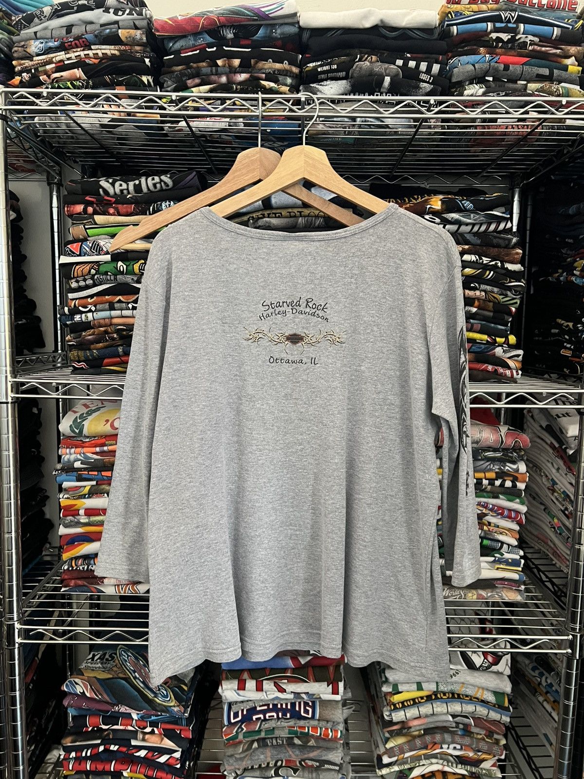 Harley Davidson 2000s H-D Starved Rock Ottawa Tee Flaming Sleeves Printed Size XL / US 12-14 / IT 48-50 - 2 Thumbnail