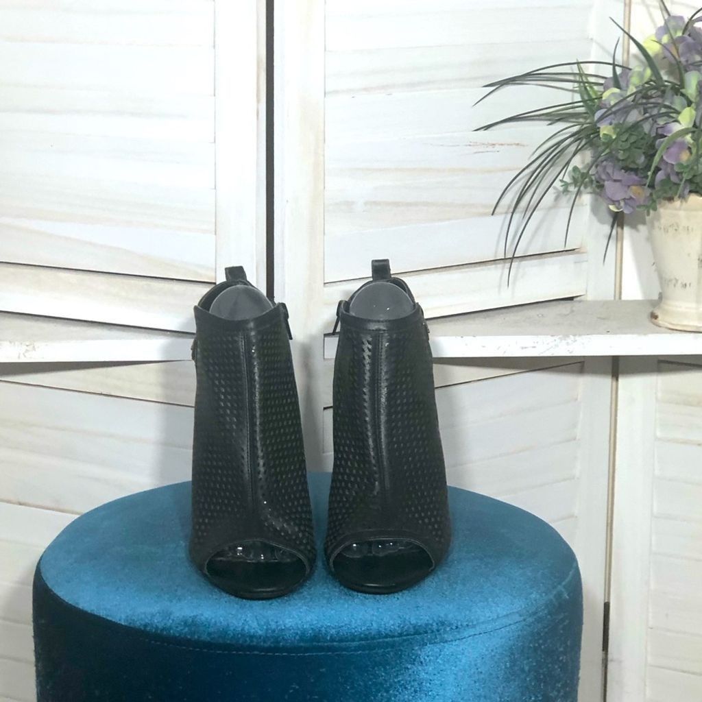 Other black ankle boots mesh texture peep toe buckle decor sz 8.5 Size US 8.5 / IT 38.5 - 6 Thumbnail