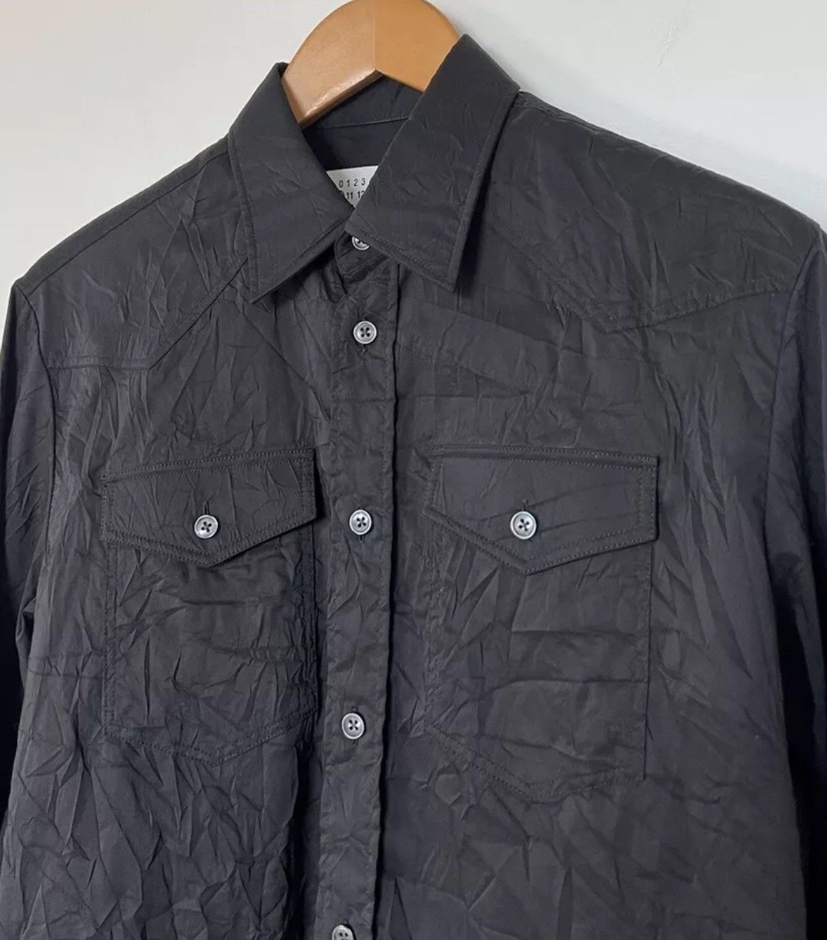 Maison Margiela Maison Margiela Wrinkle Effect Western Shirt Men’s S Black Size US S / EU 44-46 / 1 - 1 Thumbnail