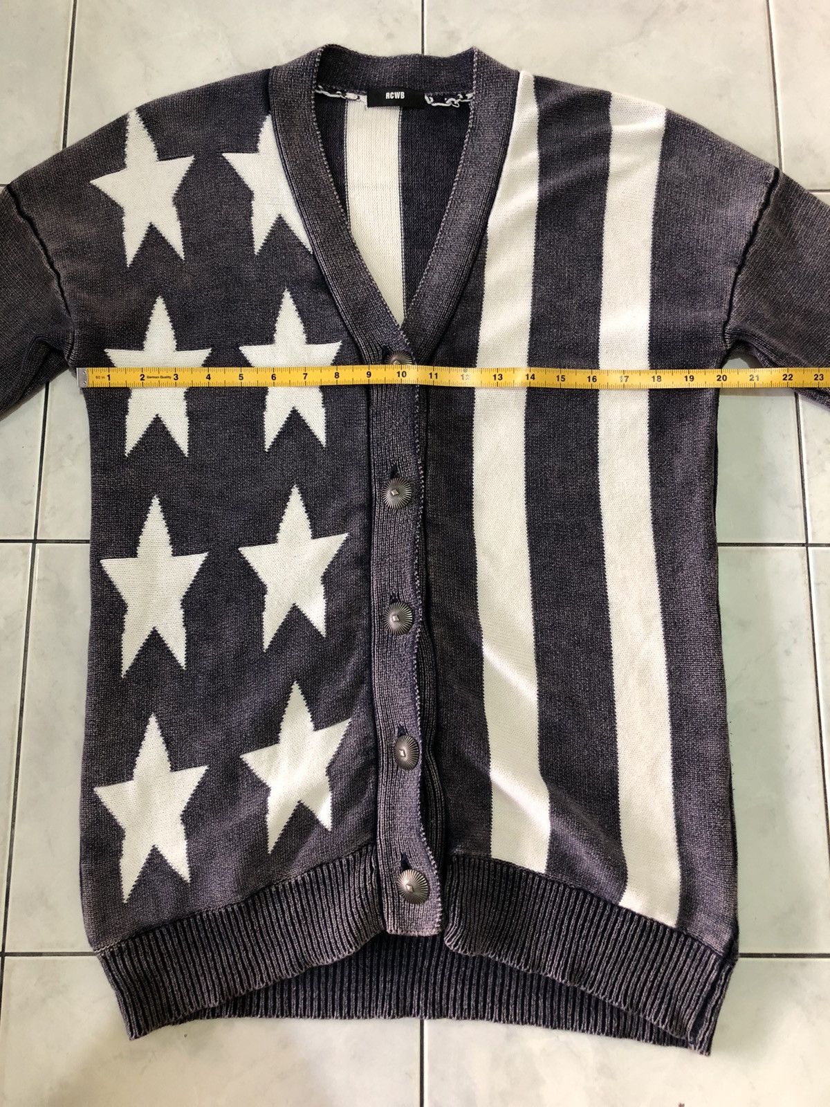 Japanese Brand Rodeo Crowns Japanese Free Size Knit Cardigan Stars Stripes Size US M / EU 48-50 / 2 - 18 Thumbnail