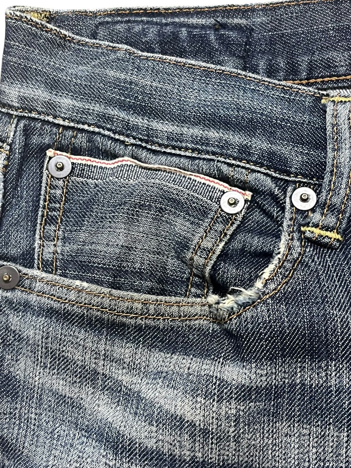 Japanese Brand Vintage Back Number Selvedge Distressed Denim Size US 29 - 7 Thumbnail