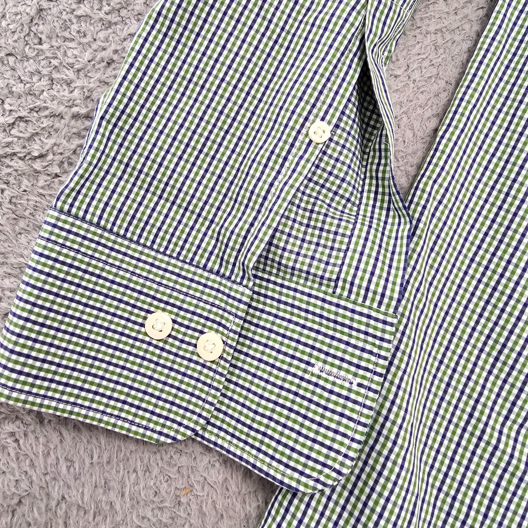 Peter Millar Peter Millar Shirt Mens Large Green Blue Micro Check Woven Button Down Cotton Size US L / EU 52-54 / 3 - 6 Thumbnail