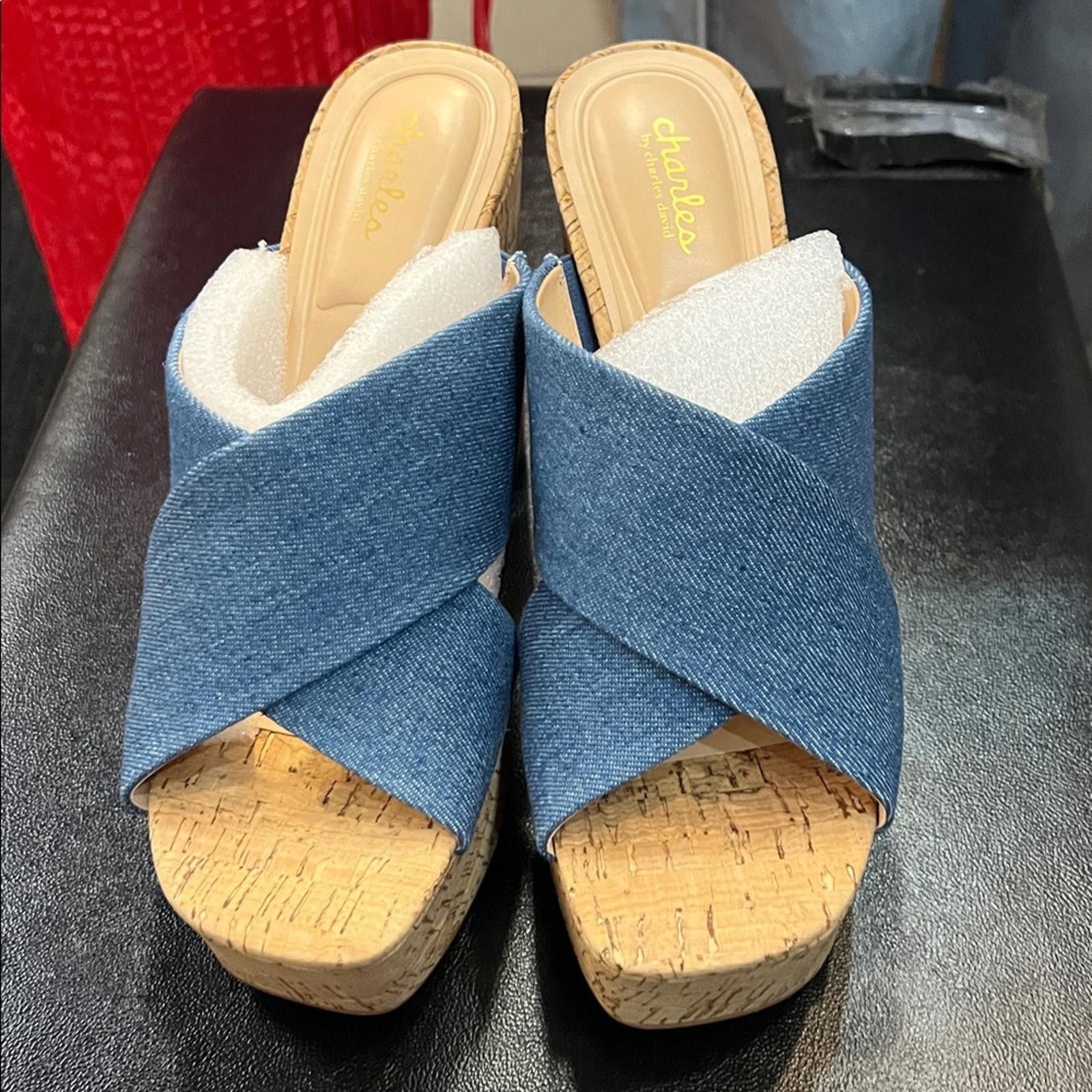 Other Denim Wedge Sandals Size US 8.5 / IT 38.5 - 3 Thumbnail