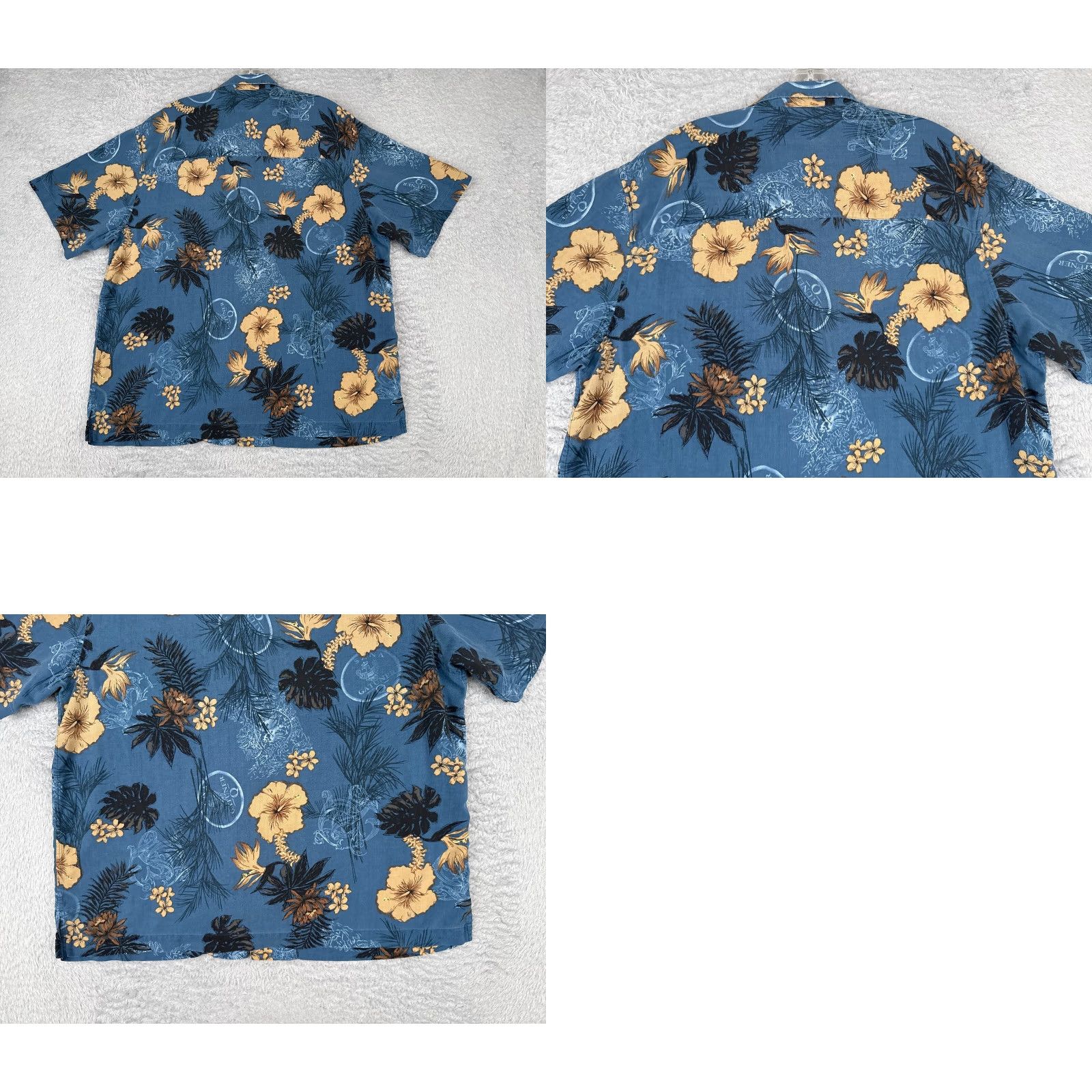 Paradise Paradise Coves Shirt Adult Large Blue Silk Floral Button-Up Hawaiian Casual Short Sleeve Mens Size US L / EU 52-54 / 3 - 9 Thumbnail