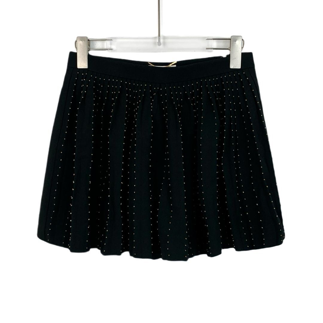 Yves Saint Laurent Saint Laurent Paris Black Gold-Studded Pleated Mini Skort Size 27" / US 4 / IT 40 - 1 Thumbnail