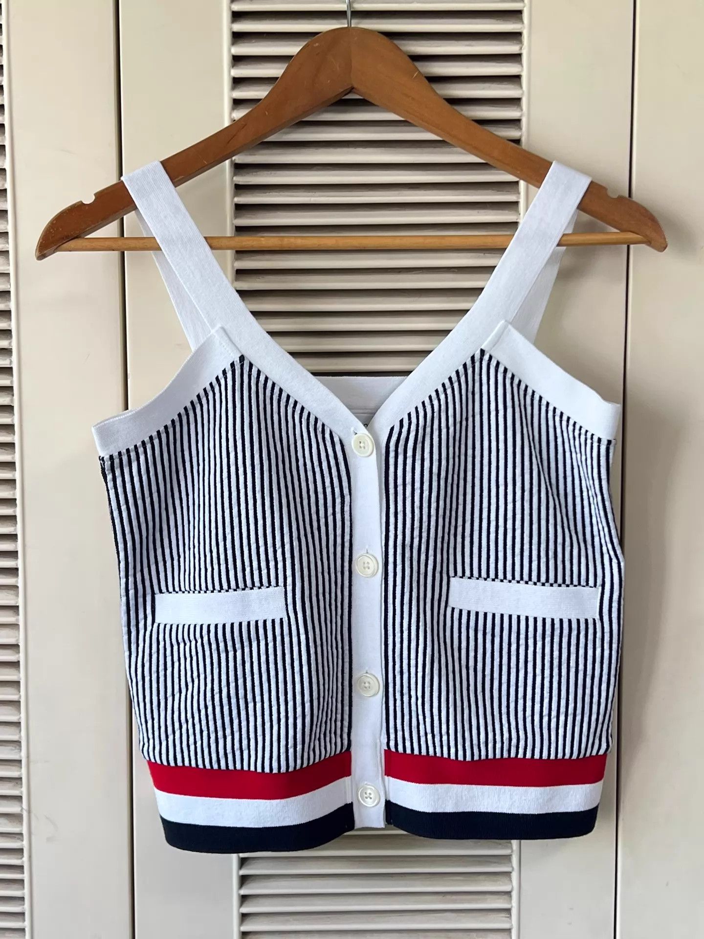 Thom Browne Thom Browne Women's Knit Cami Classic Stripe V-Neck 38 Size XS / US 0-2 / IT 36-38 - 1 Thumbnail