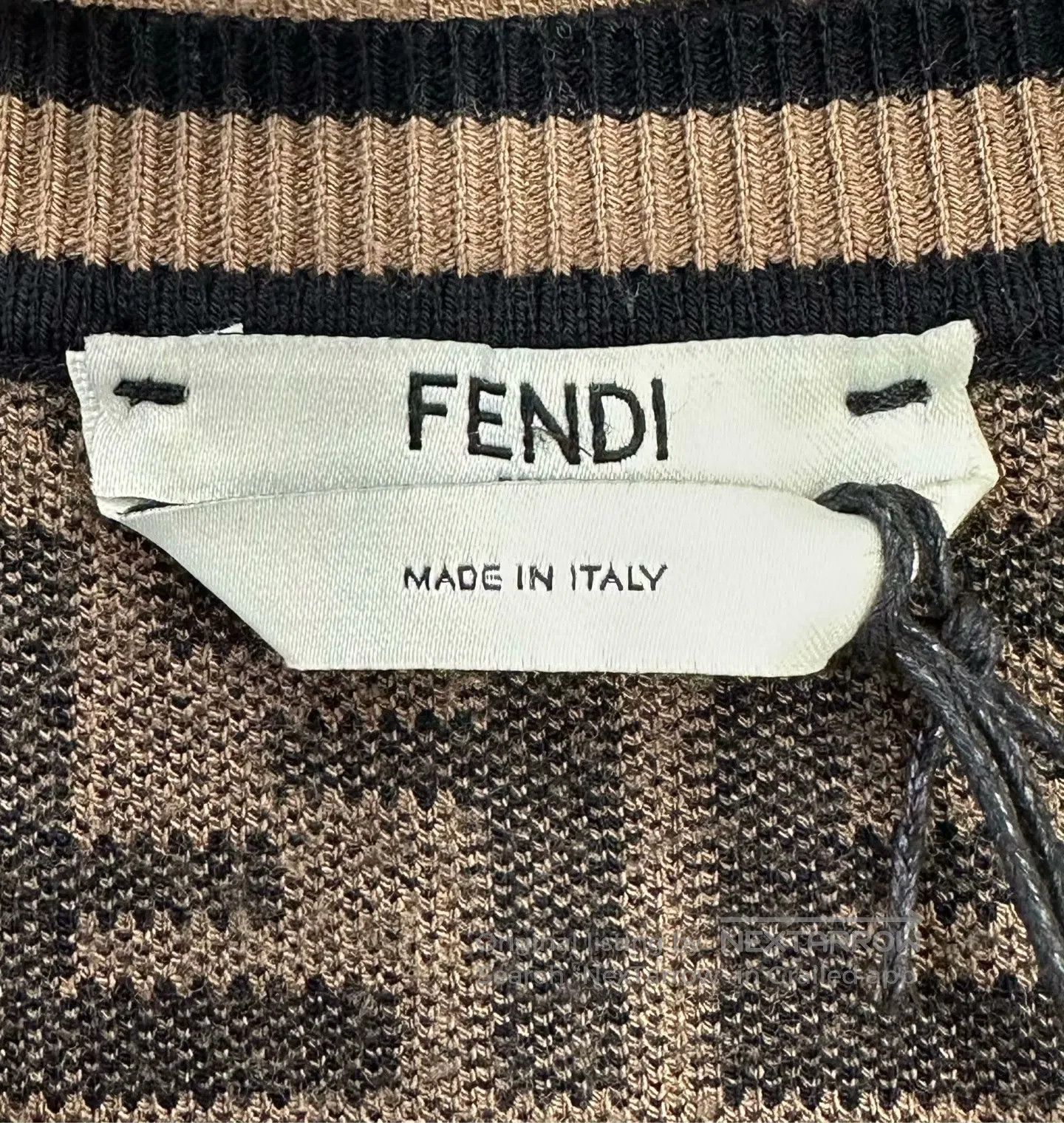 Fendi FENDI Brown Monogram Full Print Logo Knit Short Sleeve| Size XS / US 0-2 / IT 36-38 - 3 Thumbnail