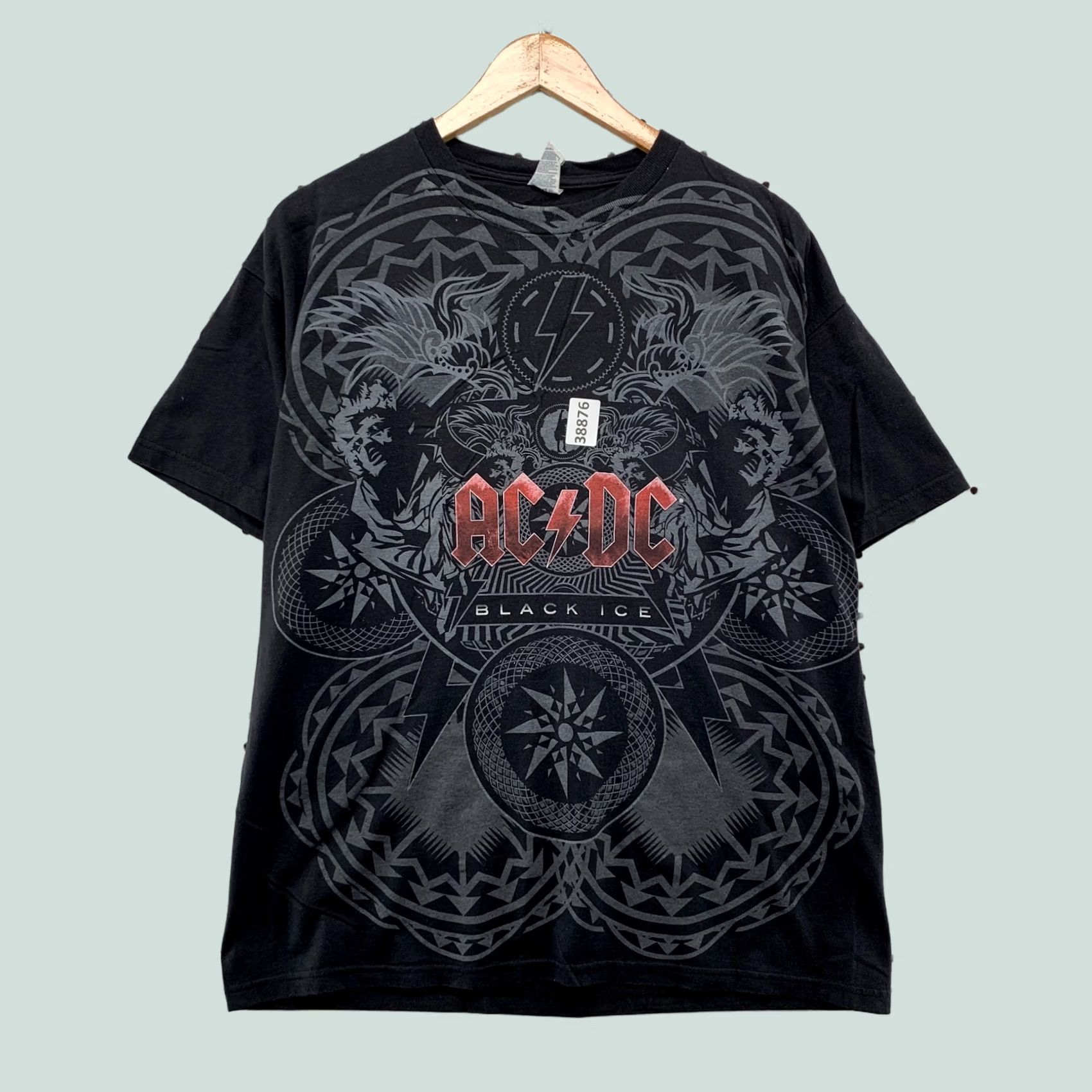 Delta VINTAGE ACDC Black Ice Aop Shirt Mens Large Black All Over Print Music Band Size US L / EU 52-54 / 3 - 1 Thumbnail