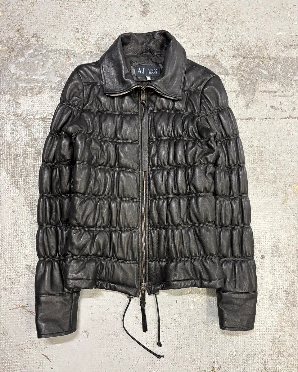 Armani 2000s Armani Black Leather Puffer Jacket Size US S / EU 44-46 / 1 - 1 Thumbnail