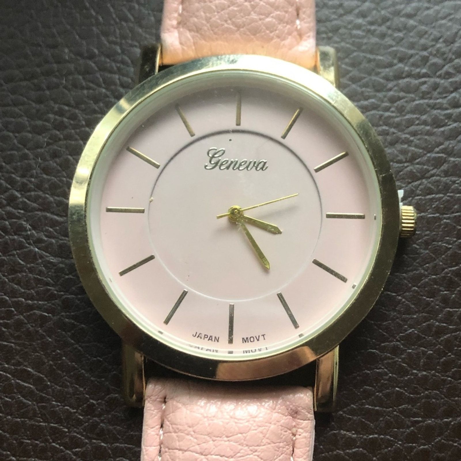Geneva Ladies Geneva blush pink faux leather band watch Size ONE SIZE - 2 Thumbnail