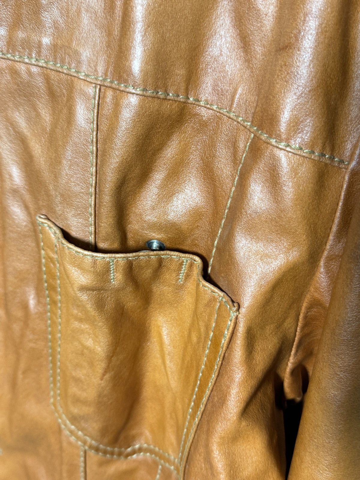 Giorgio Armani Armani Jeans moto leather jacket in a rich cognac brown Size US L / EU 52-54 / 3 - 8 Thumbnail