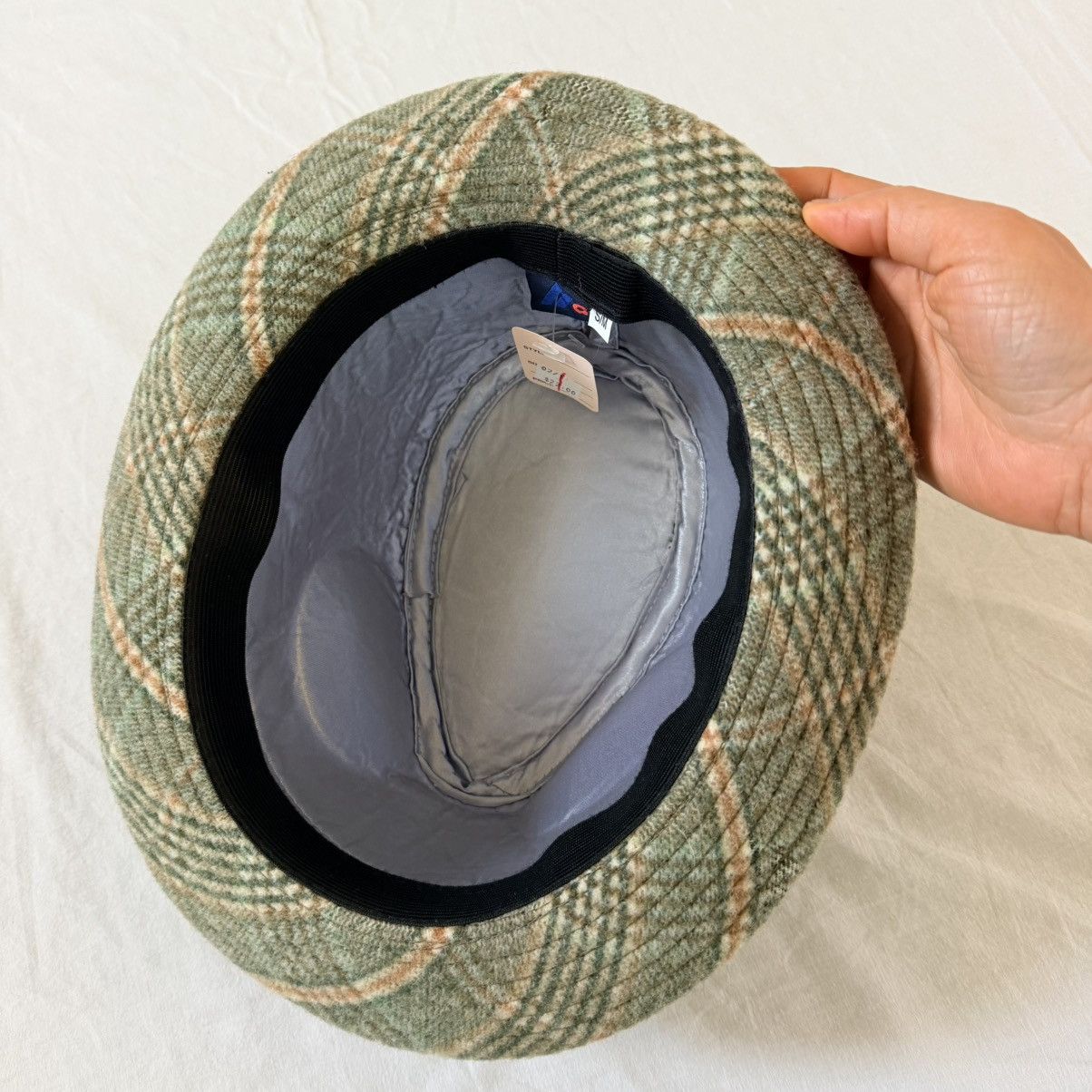 Other Vintage Style Wool Plaid Hat Green Tan Check Brim Cap S/M Size ONE SIZE - 9 Thumbnail