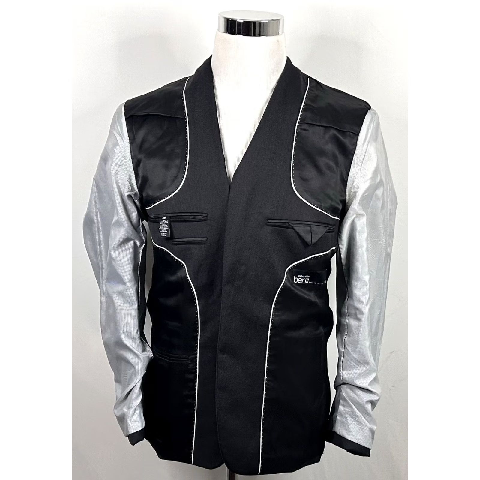 Bar III Bar III Sport Coat 40R Extra Slim Fit 100% Wool Charcoal Gray Two Button Vented Mens Size US XS / EU 42 / 0 - 7 Thumbnail