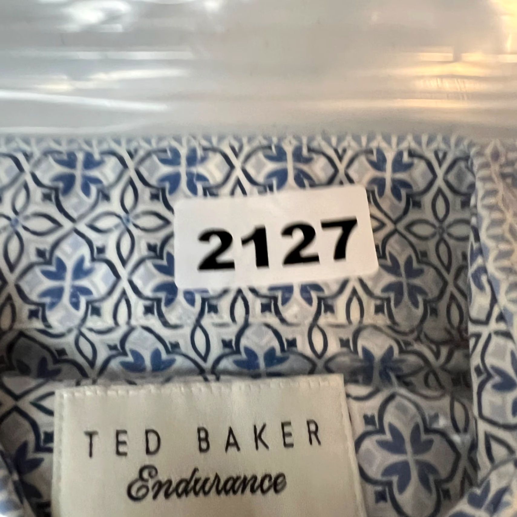 Ted Baker Ted Baker Endurance Mens Dress Shirt Geometric Pattern Blue 100% Cotton 16 34/35 Long Sleeve Button-Down Collared Regular Shirt Mens Size 42R - 8 Thumbnail