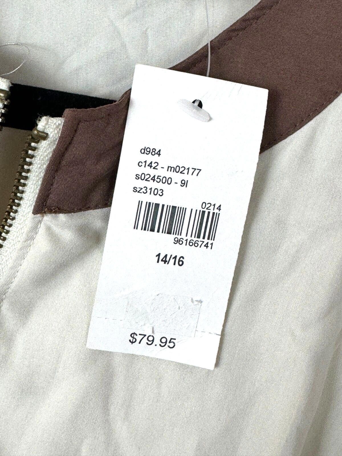 Lane Bryant Cream Brown Zip Up Jacket Size 14/16