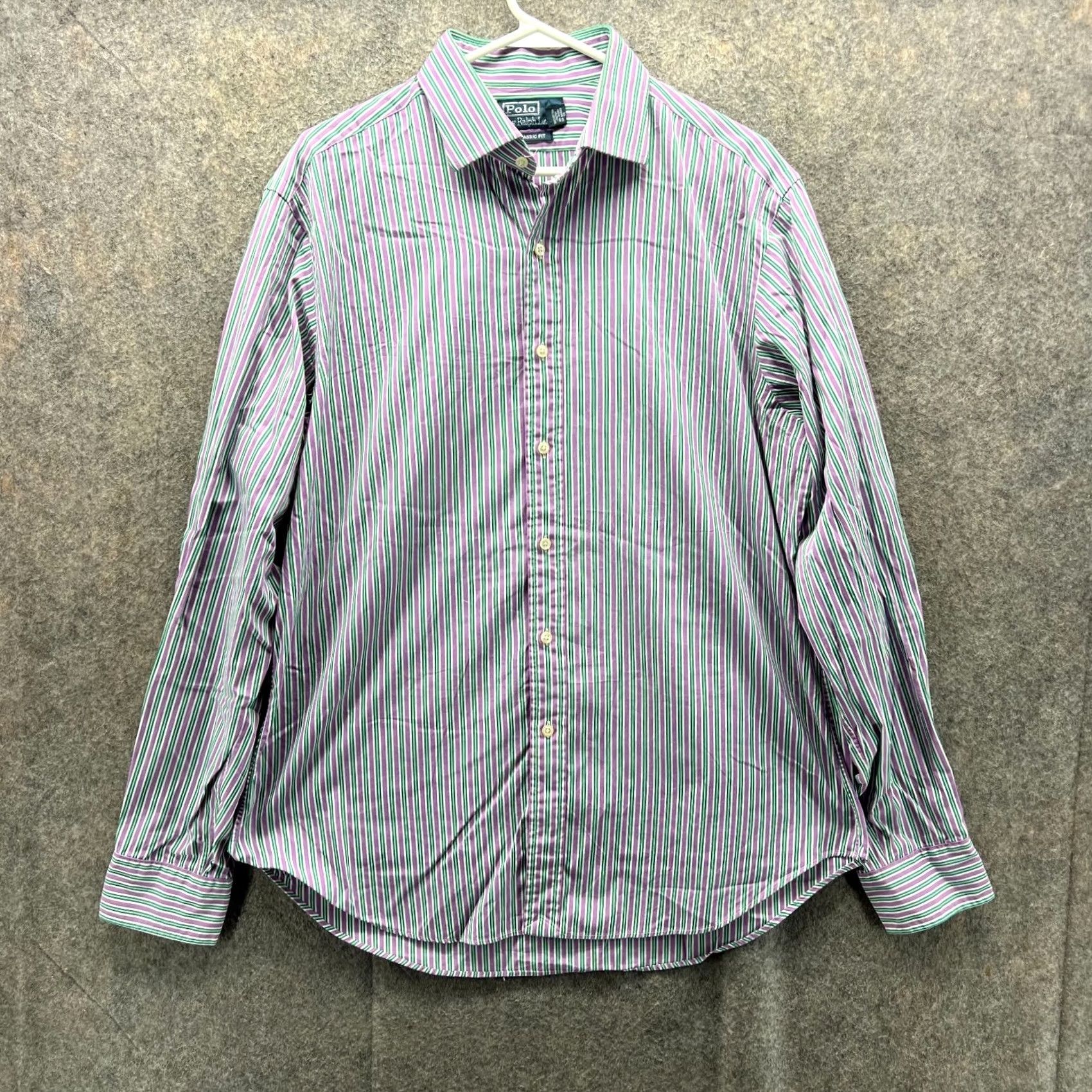 Polo Ralph Lauren VINTAGE Polo Ralph Lauren Shirt Mens 16.5 36/37 Purple Stripes Button-Down Classic Shirt Size US XL / EU 56 / 4 - 2 Thumbnail