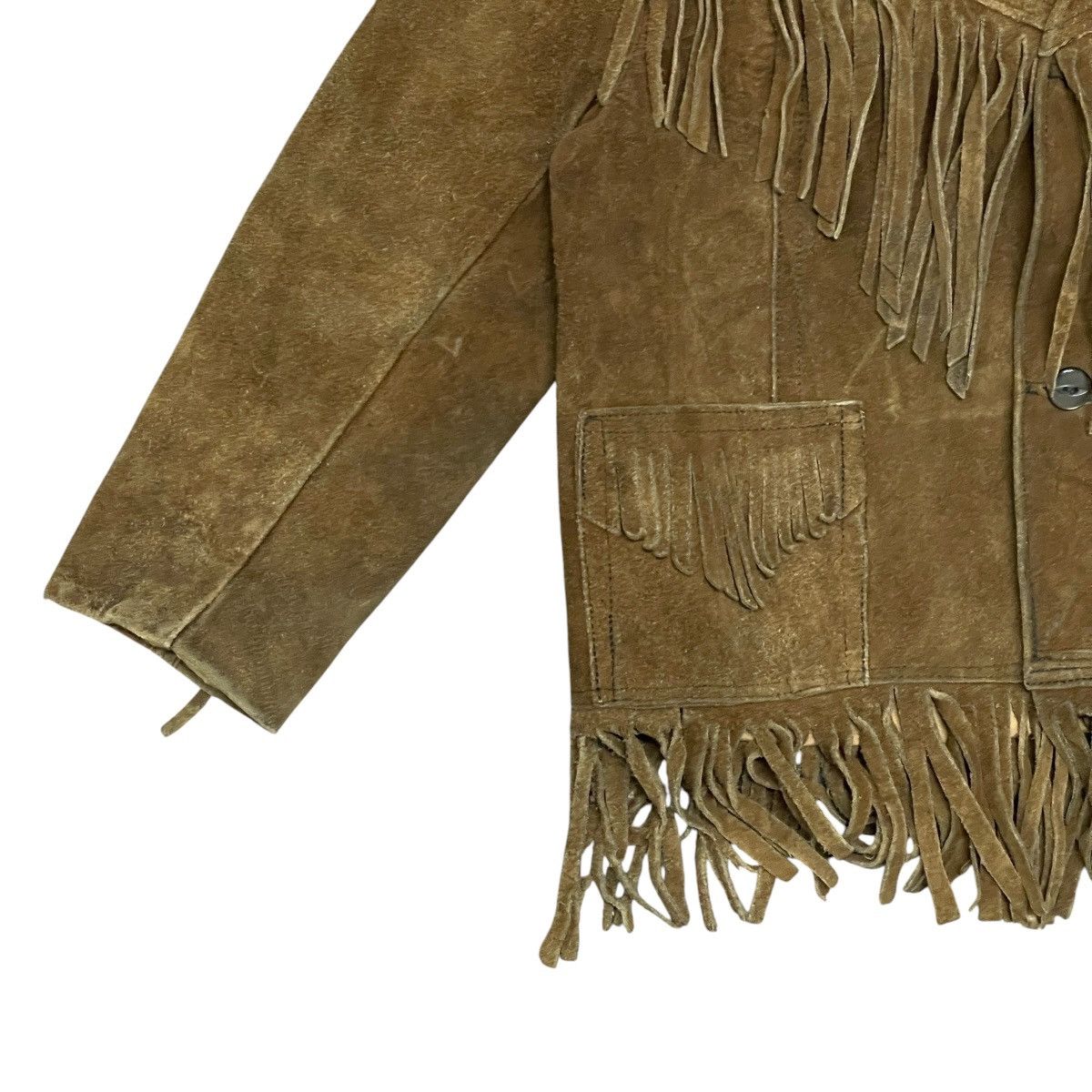Vintage Vintage 70s Pypsa Suede Fringe Western Boho Jacket - Junior Size US XXS / EU 40 - 3 Thumbnail
