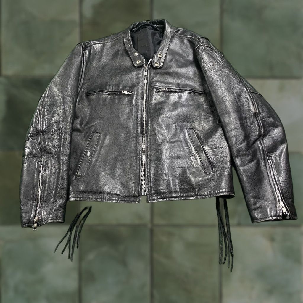 Vintage VINTAGE Leather Jacket Mens M Black 80S 90S Fringe Tassel Cafe Racer Coat Fashion Vintage Mens Leather Jacket M Black 80s 90s Fringe Cafe Racer Coat Size US M / EU 48-50 / 2 - 1 Thumbnail
