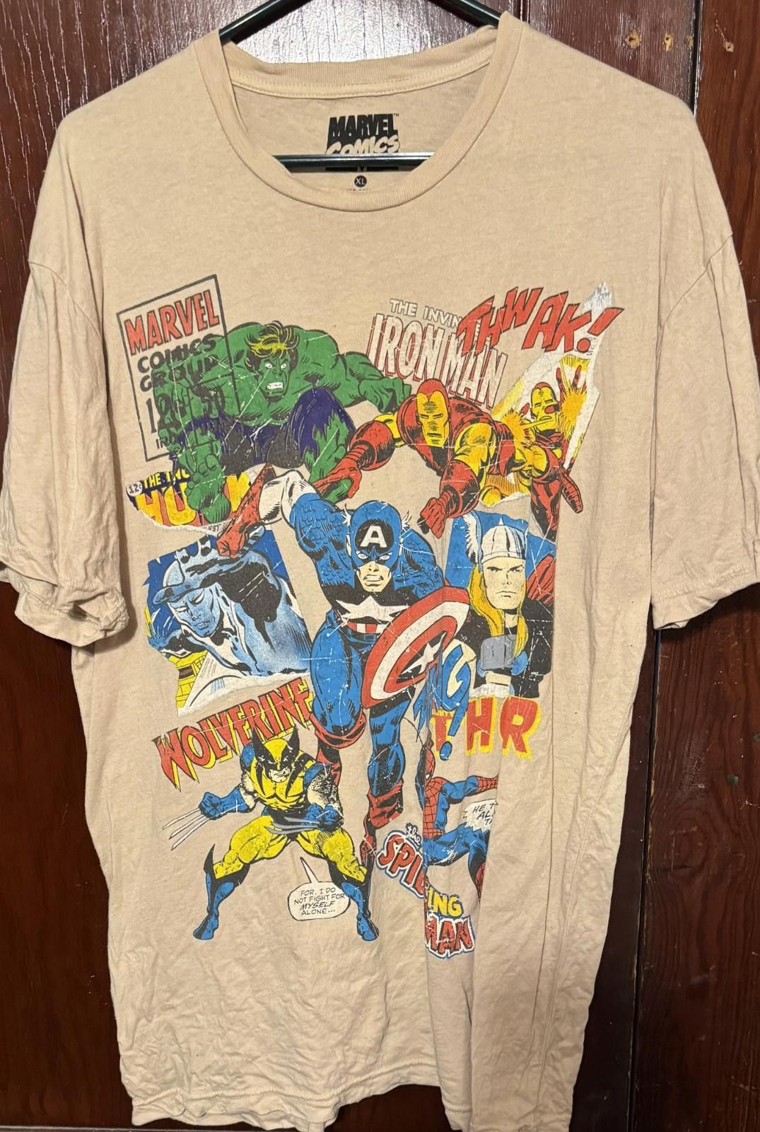 Marvel Comics Avengers Vintage Comic Book Marvel T-Shirt Men's Size XL Tan Size US XL / EU 56 / 4 - 1 Thumbnail