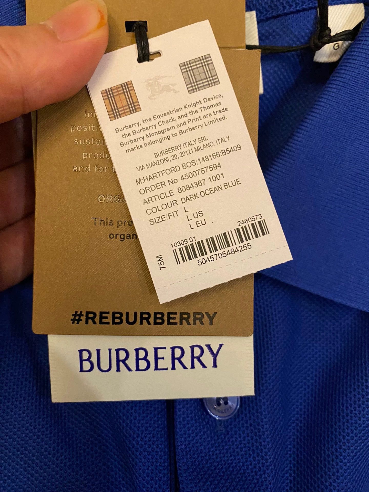 Burberry Burberry Raised Logo SS Polo Tee 8084367 NWT M/L Size US L / EU 52-54 / 3 - 7 Thumbnail