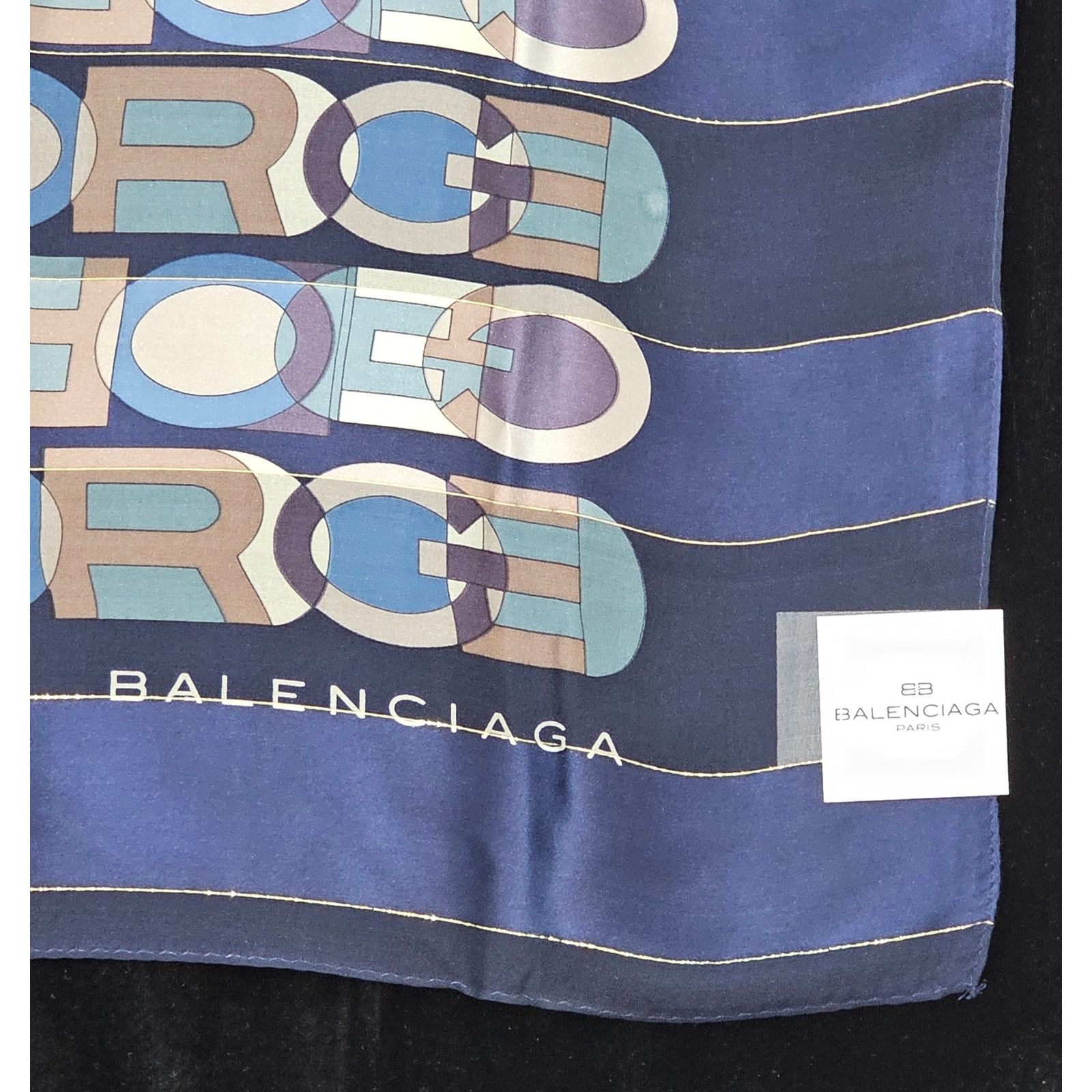 Balenciaga NWT Vintage Balenciaga Geometric Abstract Theme Silk Scarf Size ONE SIZE - 1 Thumbnail
