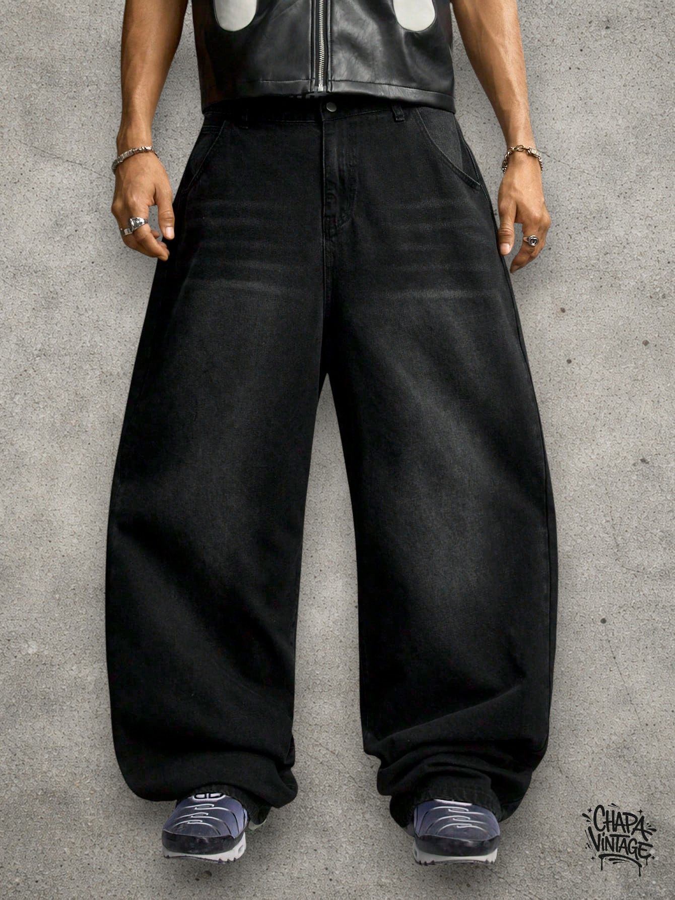 Japanese Brand Baggy Washed dark gray jeans Size US 32 / EU 48 - 4 Thumbnail