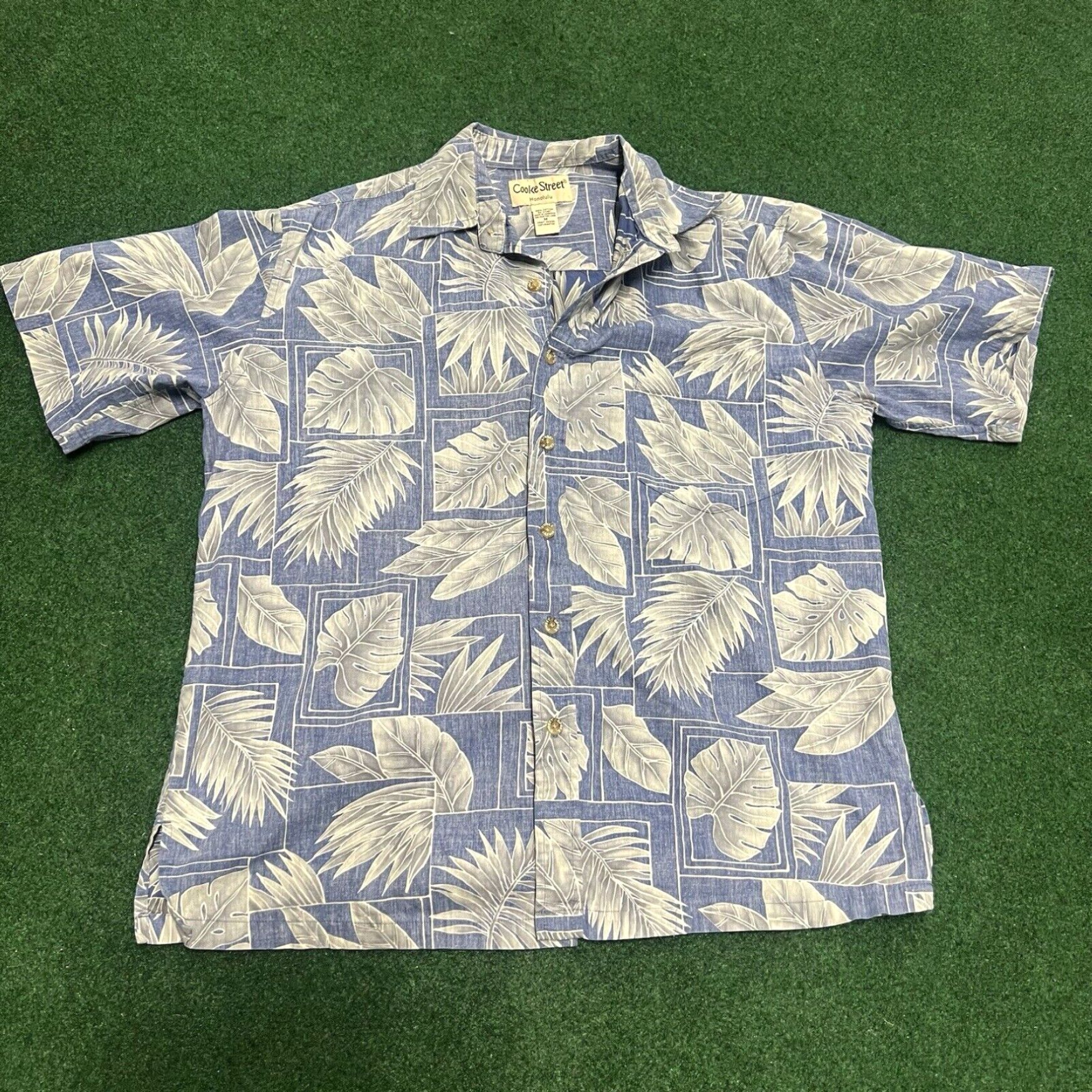 Vintage COOKE STREET Men's Size M Print Blue Hawaiian Shirt Cotton Summer Beach Palms Size US M / EU 48-50 / 2 - 1 Thumbnail