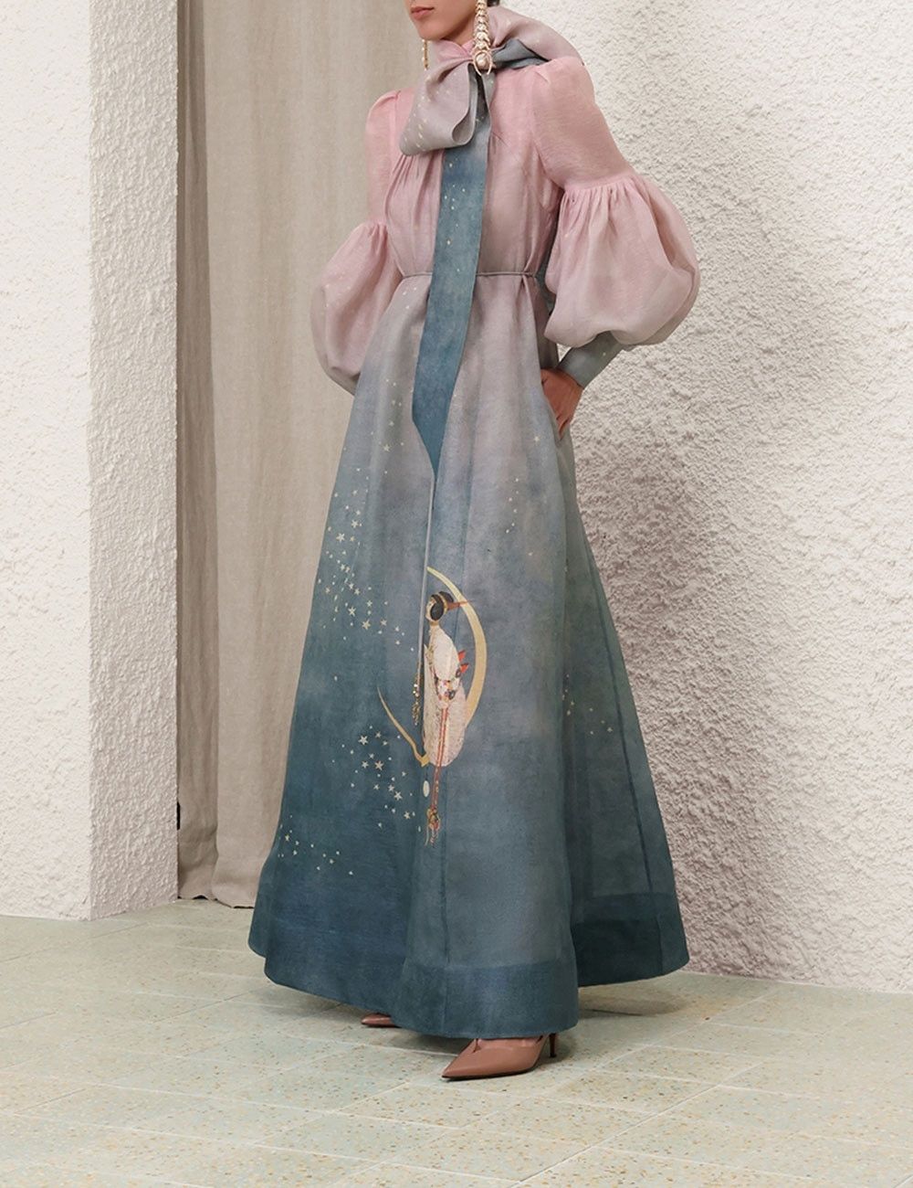 Zimmermann oc11z0825 Eden Tie Neck Gown in Multicolor Size S / US 4 / IT 40 - 3 Thumbnail