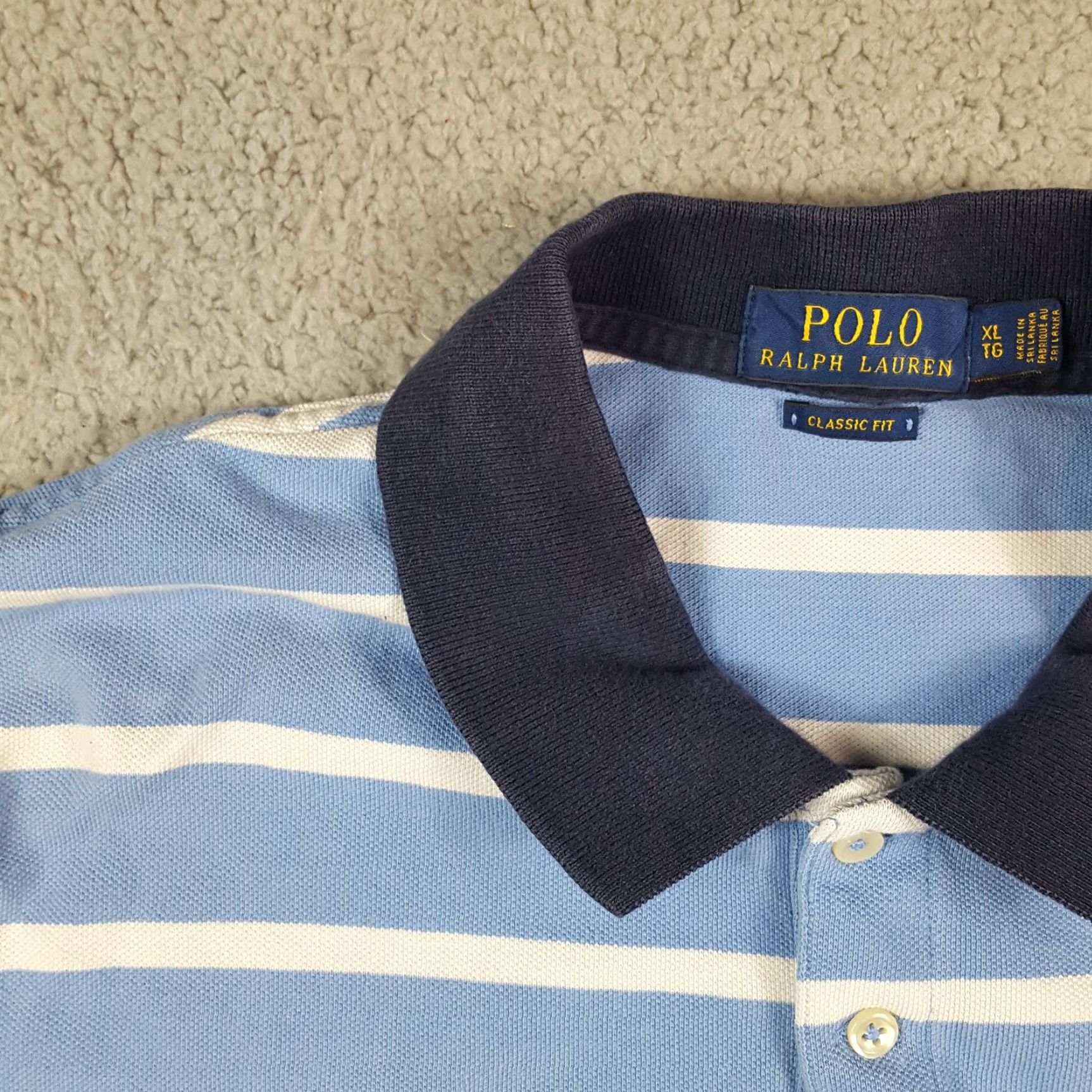 Polo Ralph Lauren Vintage Polo Ralph Lauren Polo Shirt Men XL Blue Striped Short Sleeve Preppy 90s Golf Logo Size US XL / EU 56 / 4 - 3 Thumbnail
